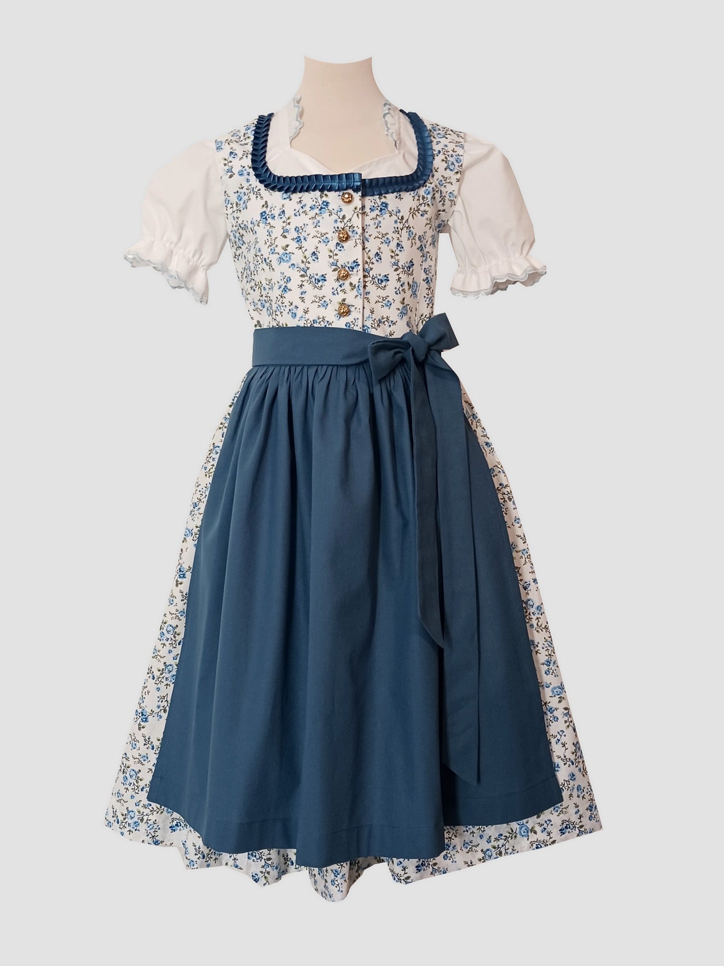 "Aurora" Kinderdirndl Mädchen Dirndl blau weiß - Mod. 2