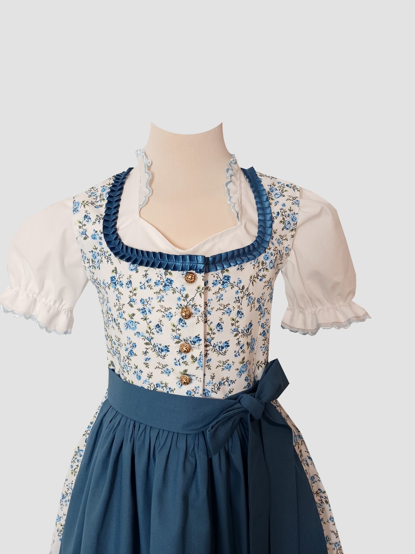 "Aurora" Kinderdirndl Mädchen Dirndl blau weiß - Mod. 2