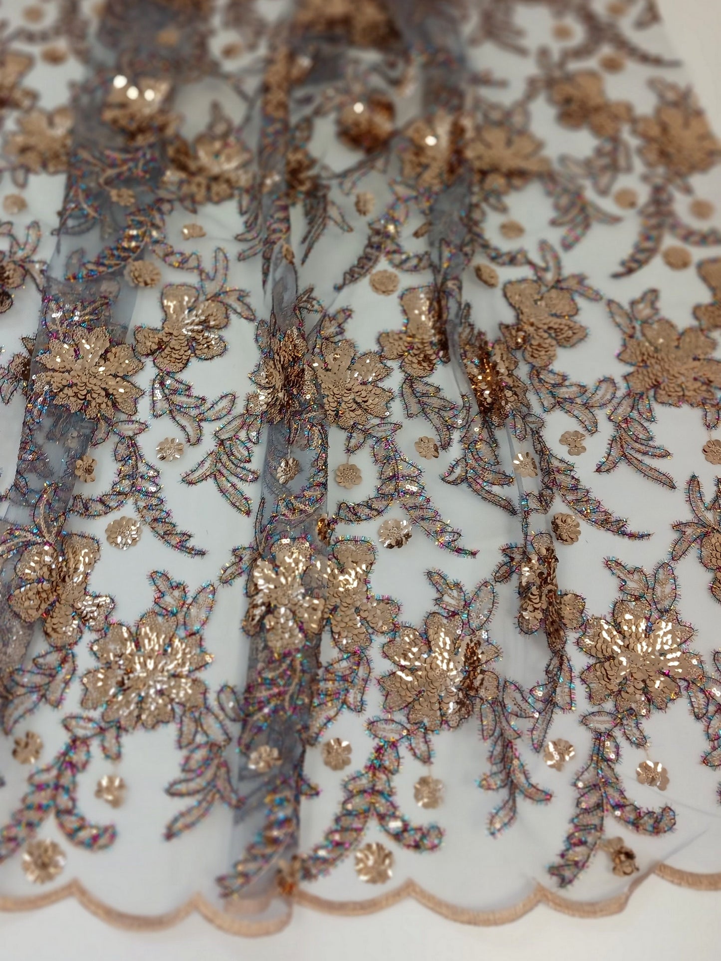 Damen Dirndlschürze Afrik. Spitzentüll mit Pailletten dunkelblau gold