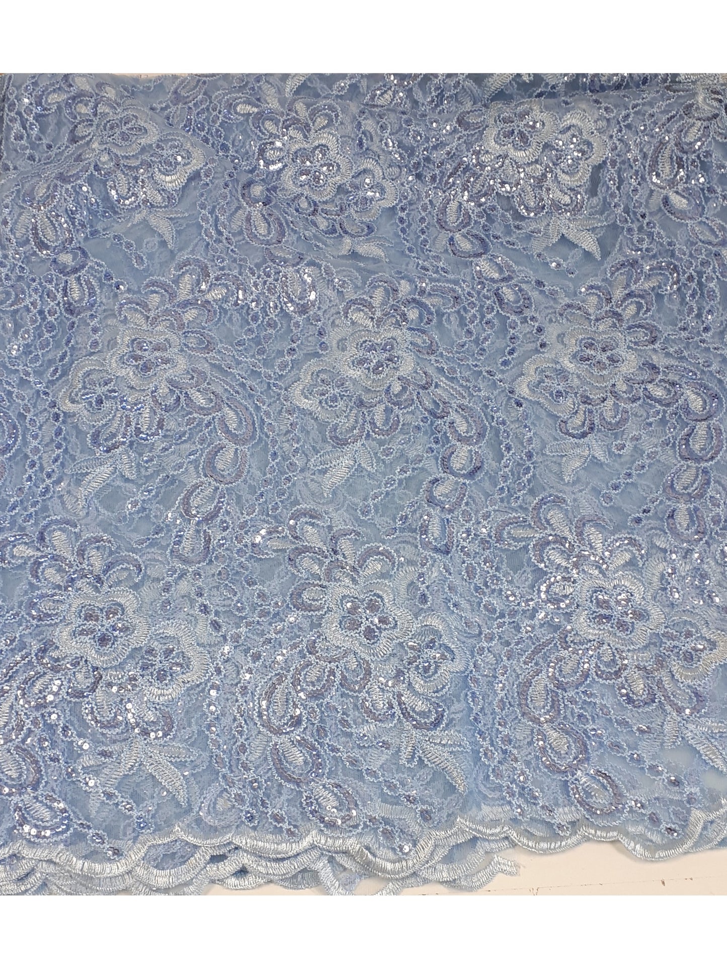 Damen Dirndlschürze franz. Spitze mit Pailletten light blue