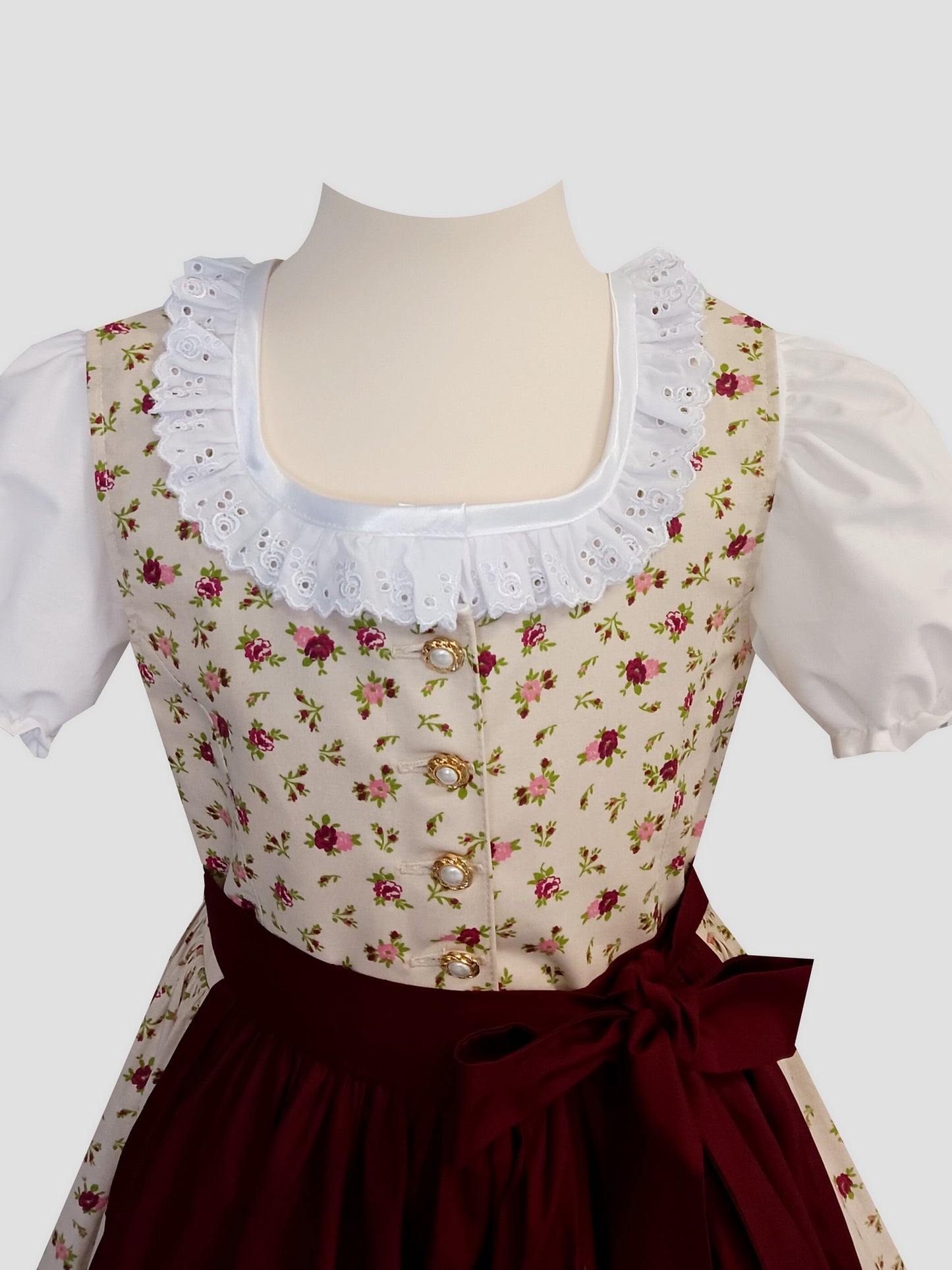 "Celine" Kinderdirndl Mädchen Dirndl creme floral 140 - Sofortkauf