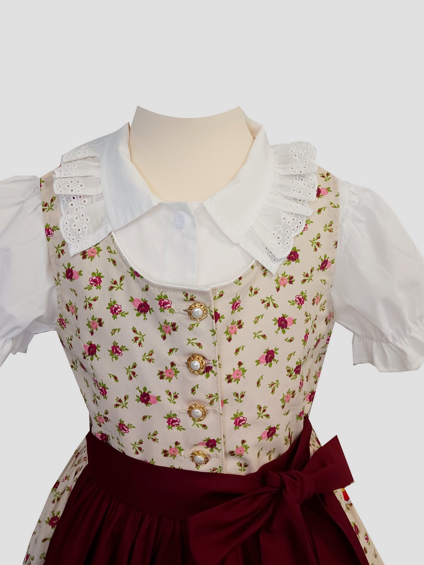 "Celine" Kinderdirndl Mädchen Dirndl creme floral 140 - Sofortkauf