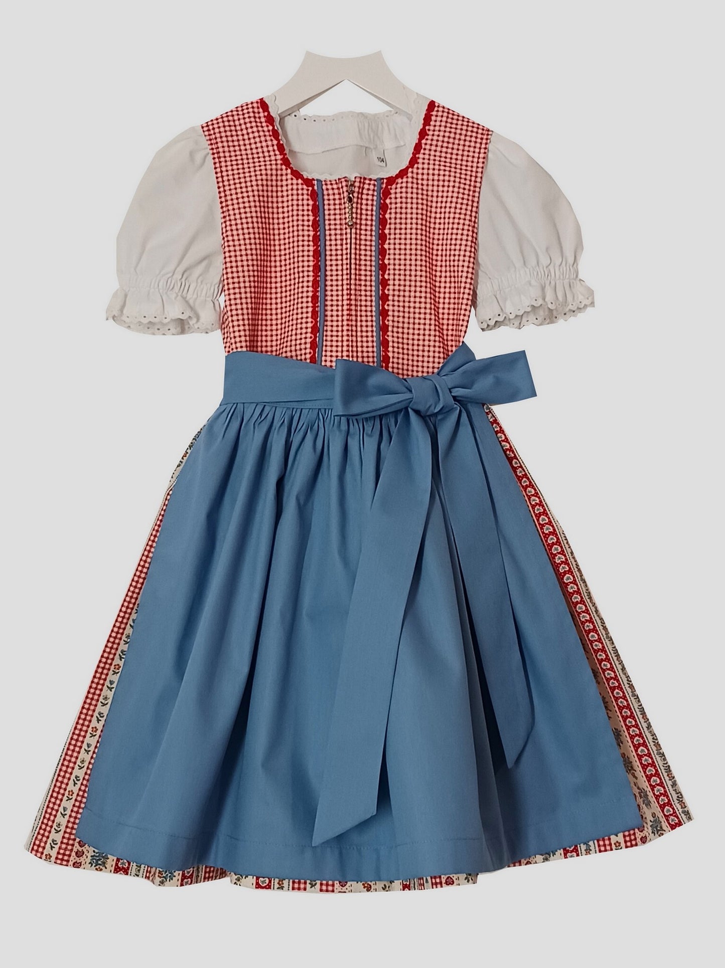 "Daria" Kinderdirndl Mädchen Dirndl 98/104 rot-blau
