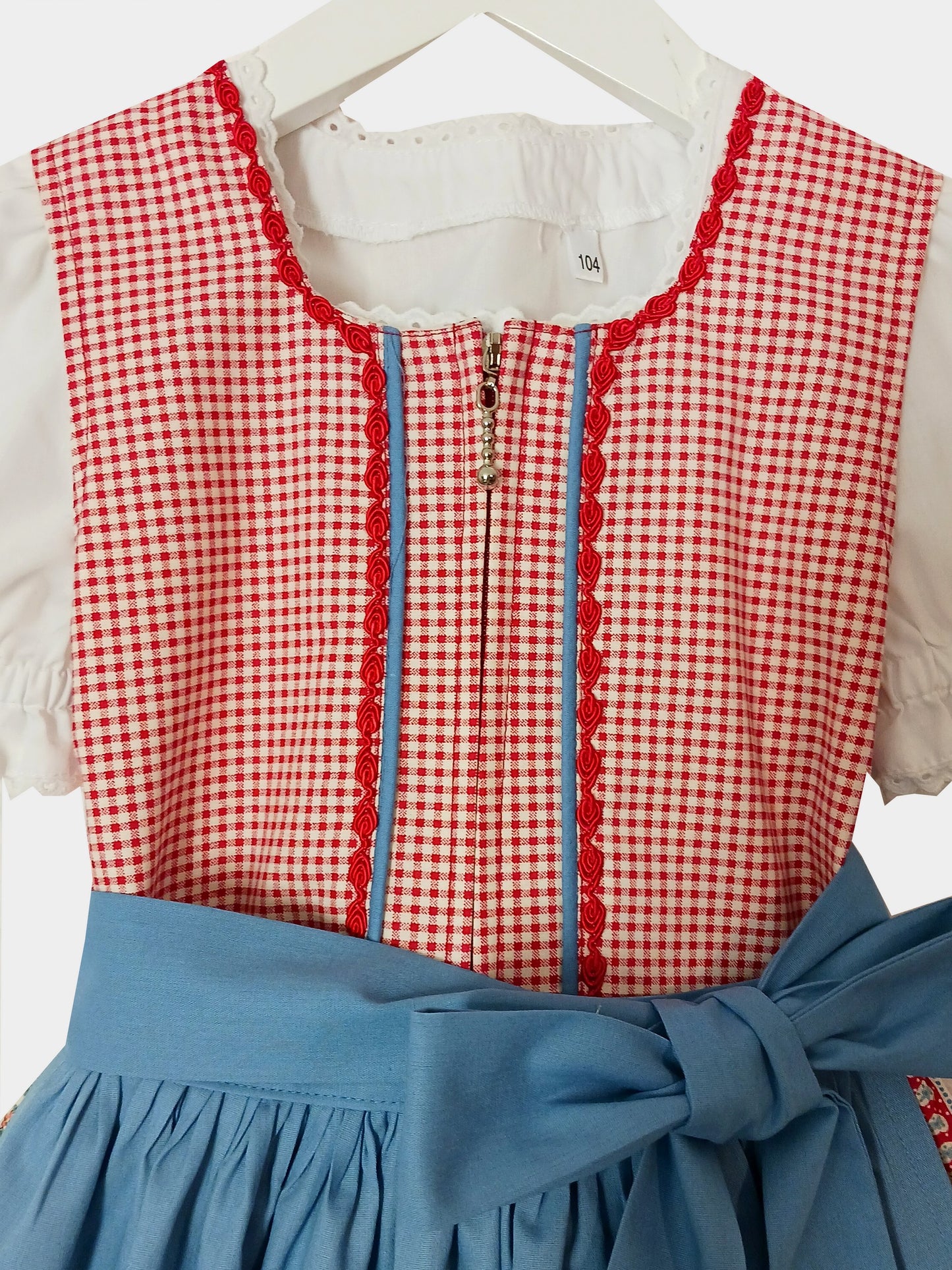 "Daria" Kinderdirndl Mädchen Dirndl 98/104 rot-blau