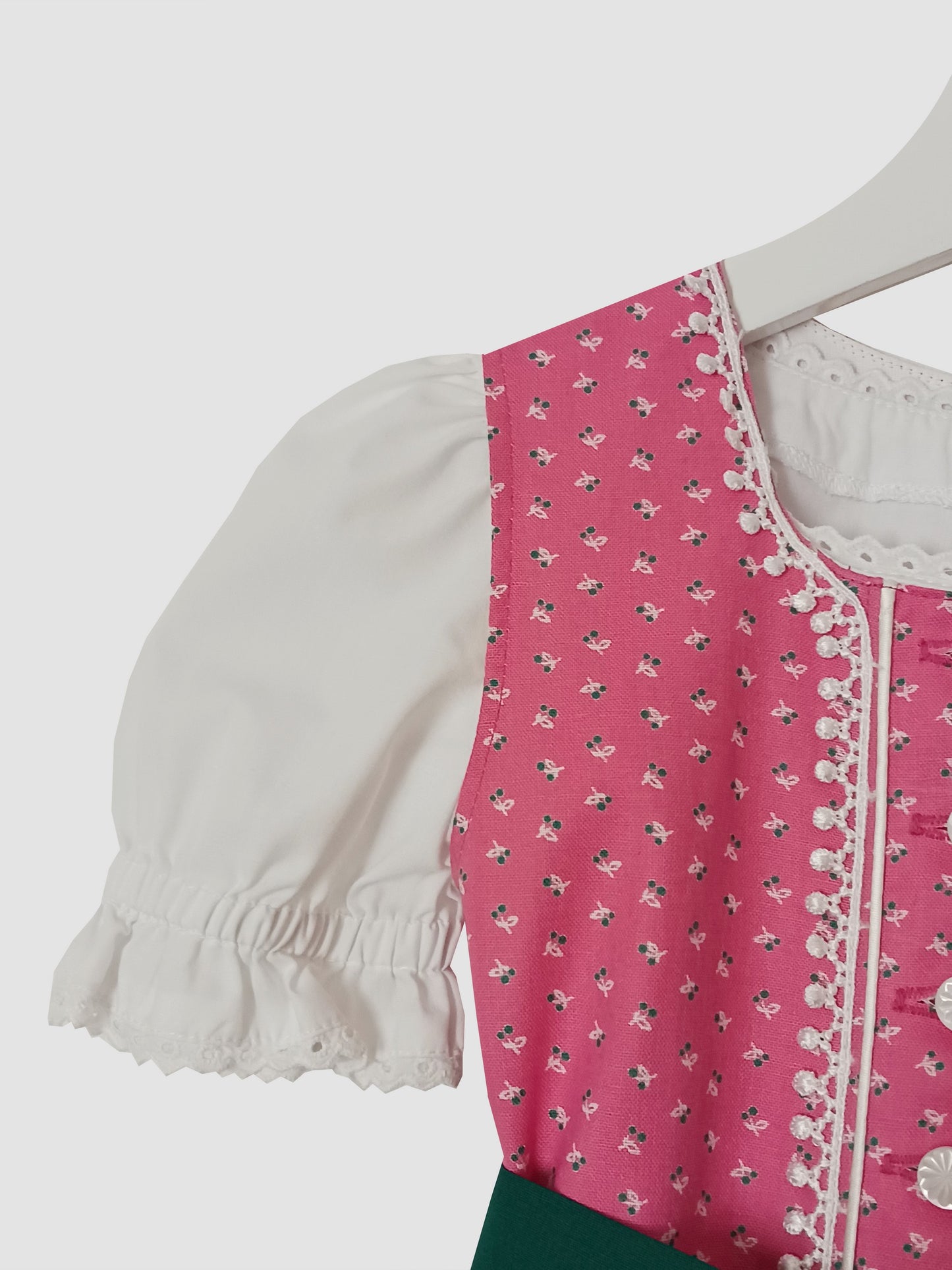 "Pinar" Kinderdirndl Mädchen Dirndl in pink + smaragdgrün