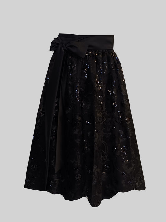 Damen Dirndlschürze französische Spitze mit Pailletten schwarz