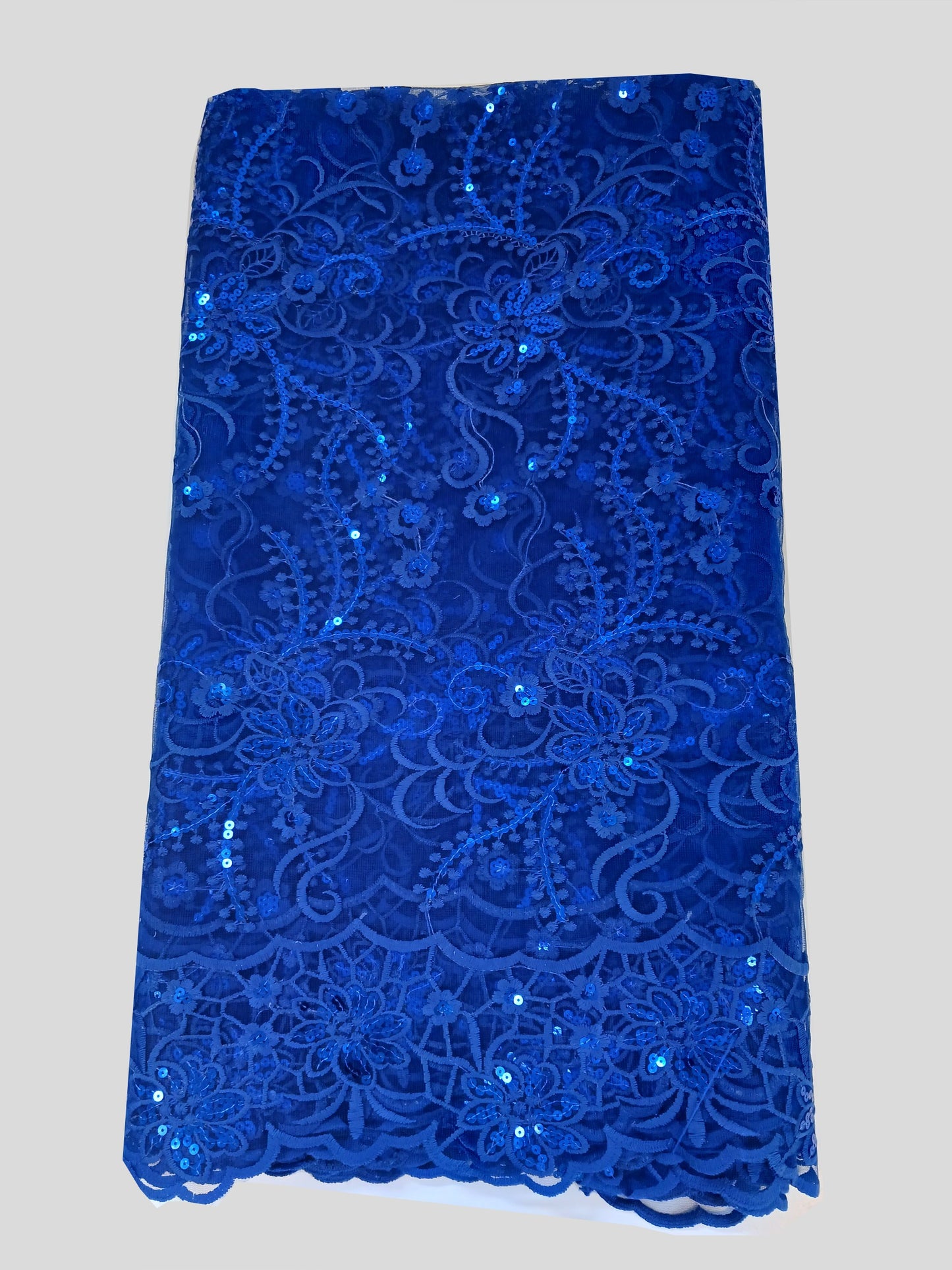 Damen Dirndlschürze franz. Spitze mit Blütenpailletten royalblau