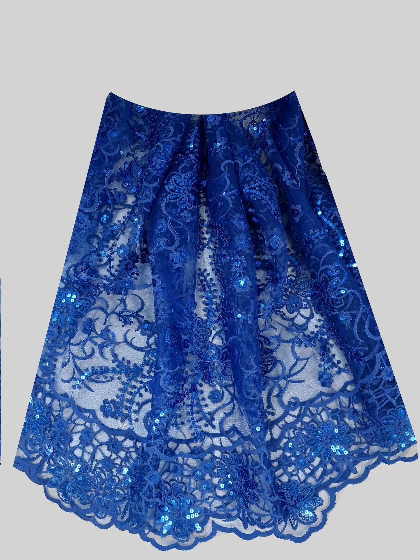 Damen Dirndlschürze franz. Spitze mit Blütenpailletten royalblau