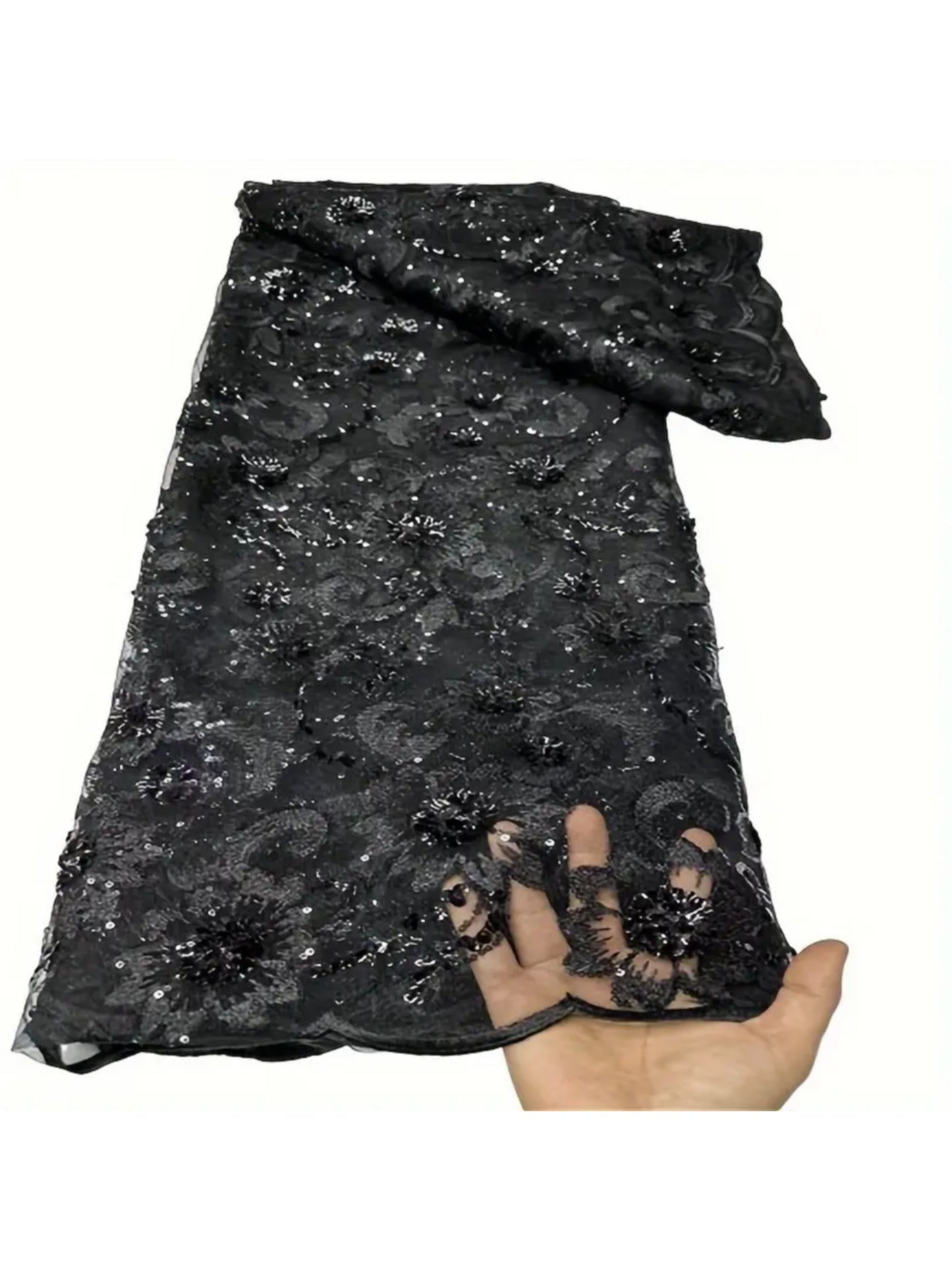 Damen Dirndlschürze französische Spitze mit Pailletten schwarz