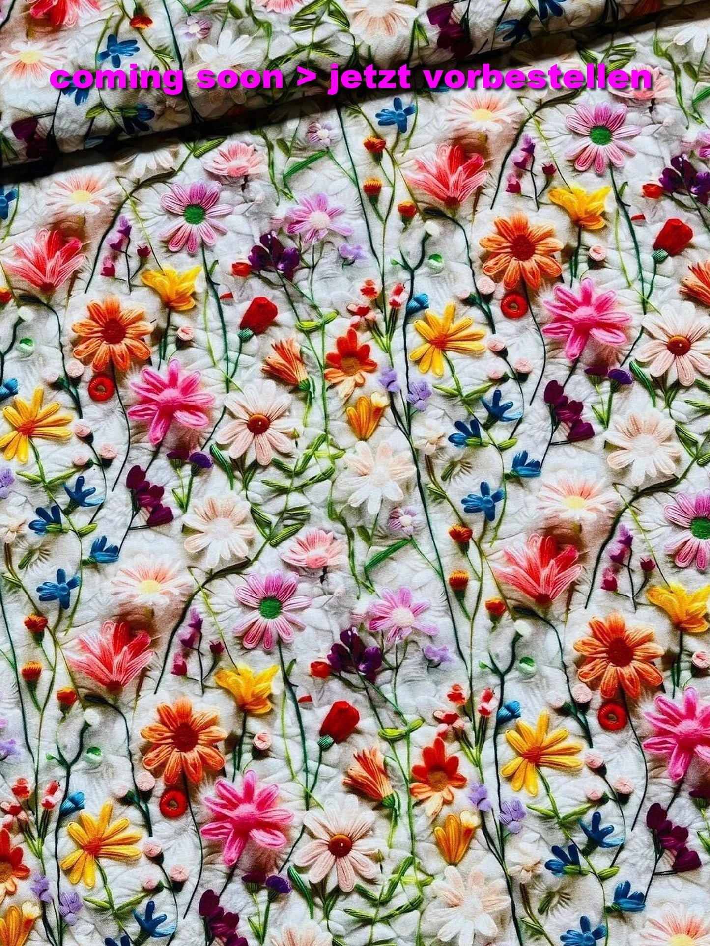 Damen Dirndlschürze Baumwolle Premium-Line Blumendruck 3D-Effekt mehrfarbig