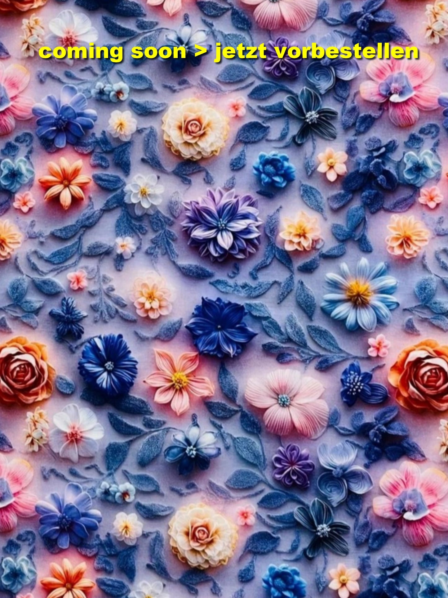 Damen Dirndlschürze Baumwolle Premium-Line Blumendruck 3D-Effekt blau-rosa mehrfarbig