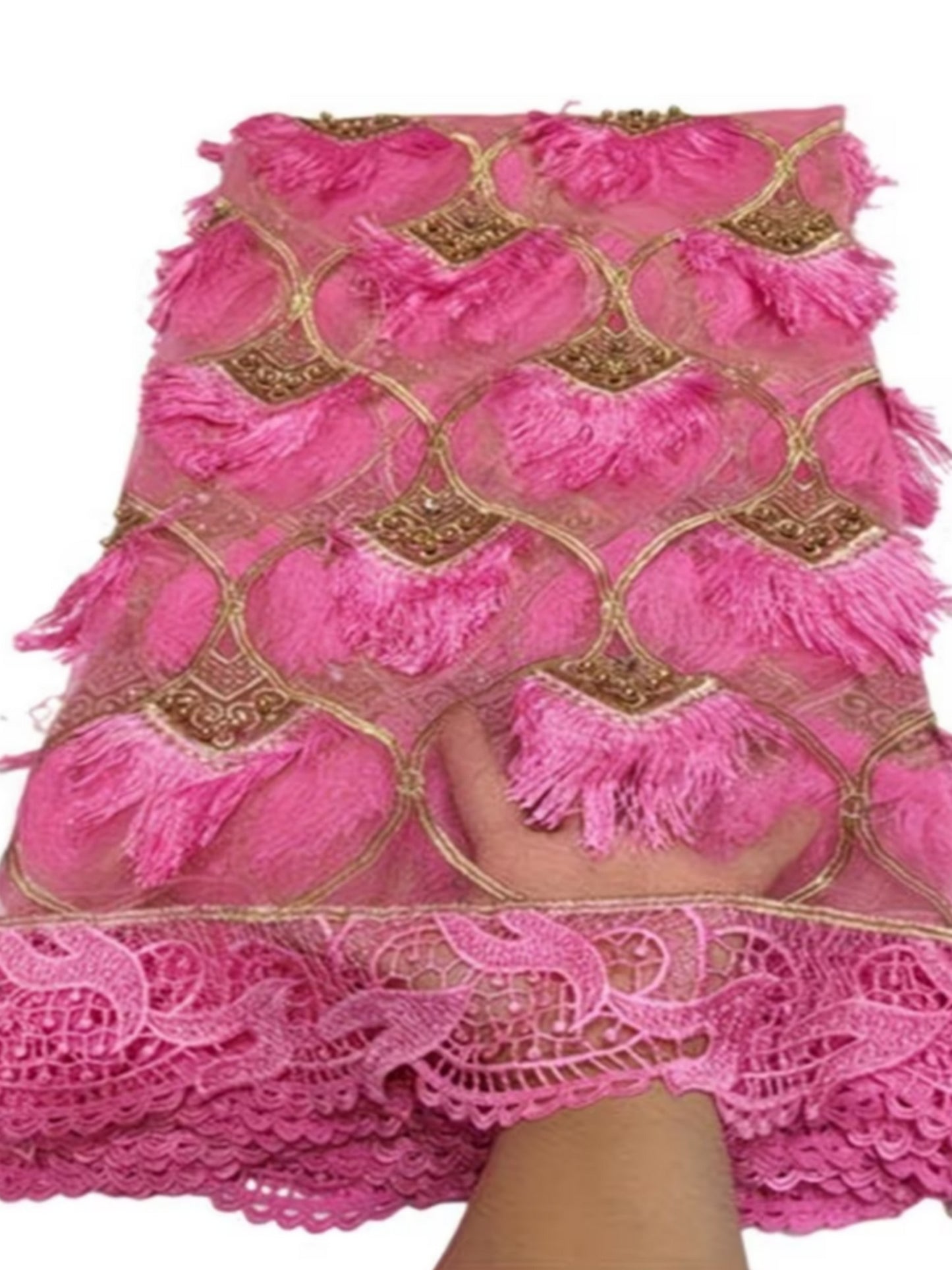 Damen Dirndlschürze "Luxury-Line" afrik.- schweizer Bary-Spitzenstoff rosa