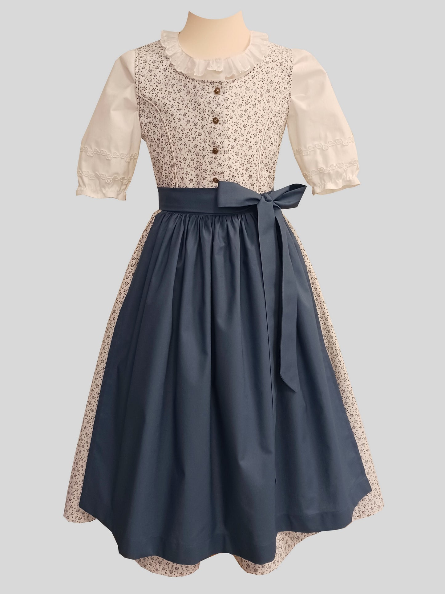 "Amanda" Kinderdirndl Mädchen Dirndl weiß blau 146 - Sofortkauf!