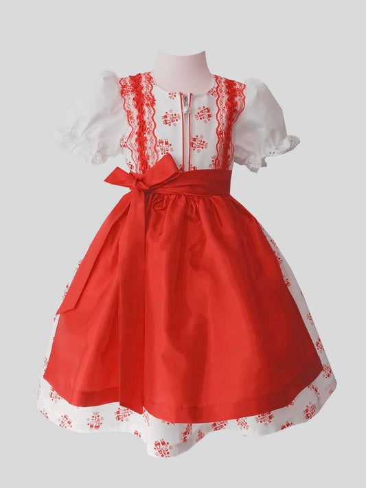 "Tessa" Kinderdirndl Mädchen Dirndl weiß rot 86/92 - Sofortkauf!