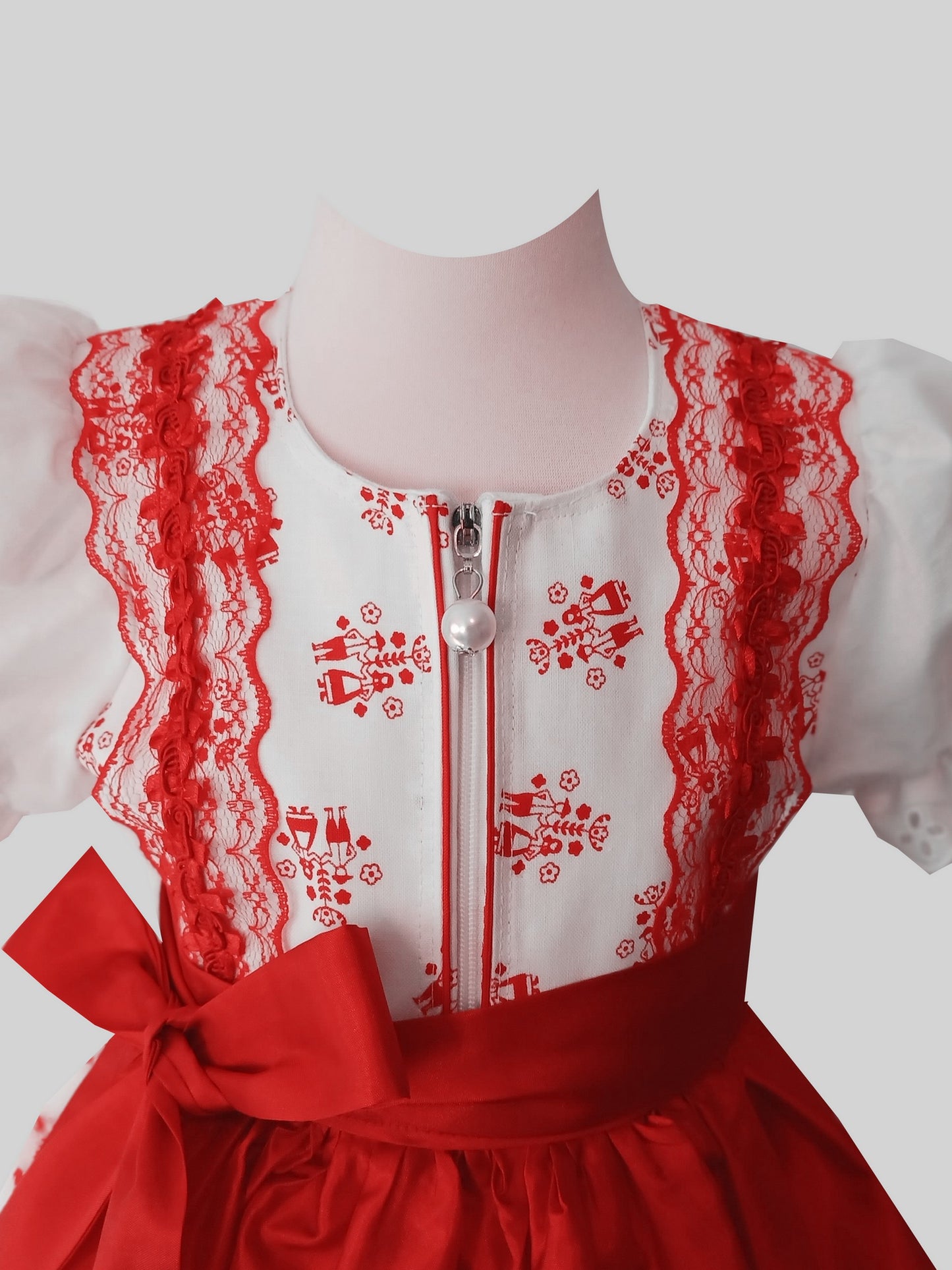 "Tessa" Kinderdirndl Mädchen Dirndl weiß rot 86/92 - Sofortkauf!