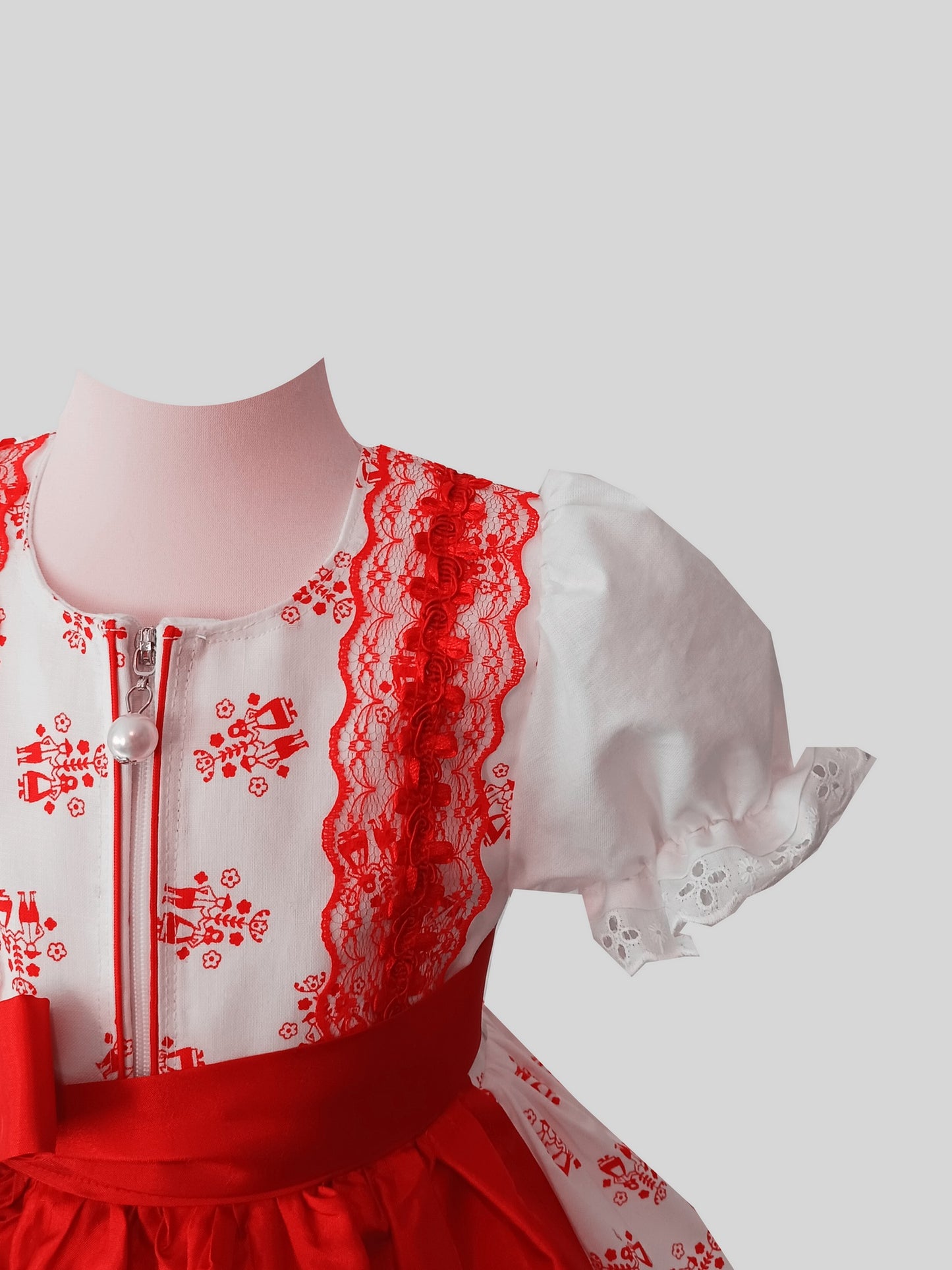 "Tessa" Kinderdirndl Mädchen Dirndl weiß rot 86/92 - Sofortkauf!