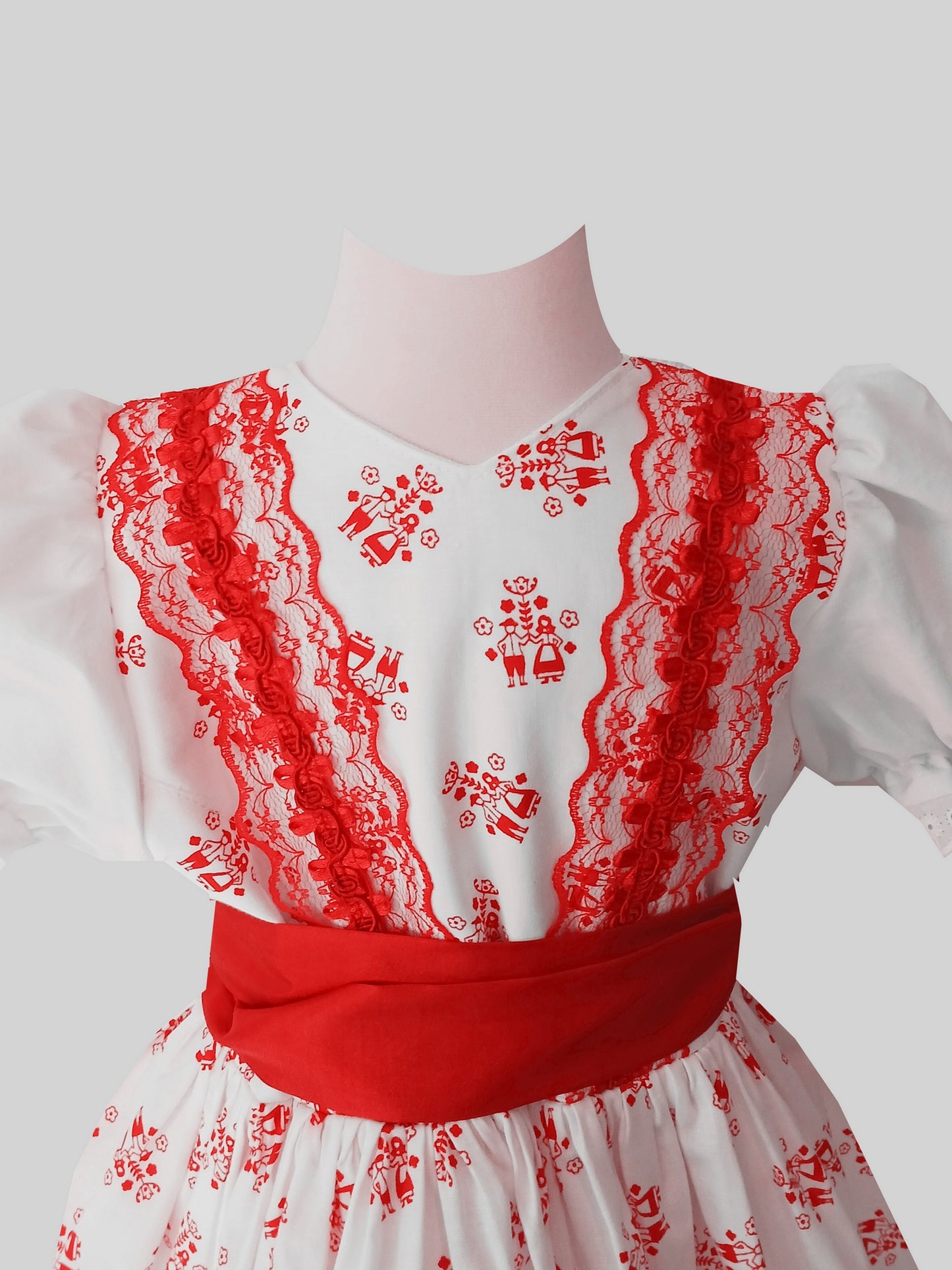 "Tessa" Kinderdirndl Mädchen Dirndl weiß rot 86/92 - Sofortkauf!
