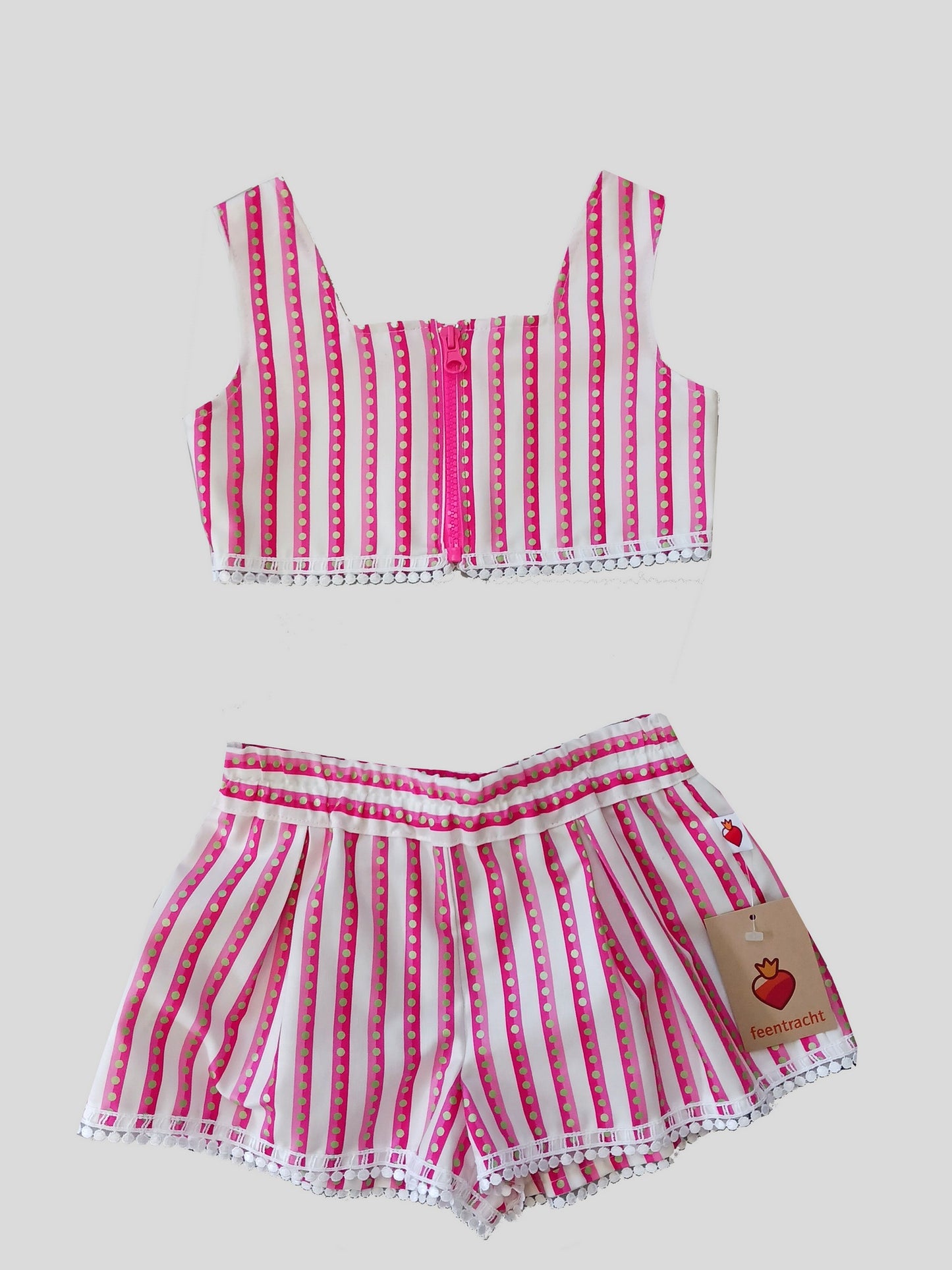 2-Teiler aus Top + Shorts "gestreift a pois" 98/104 - Sofortkauf!