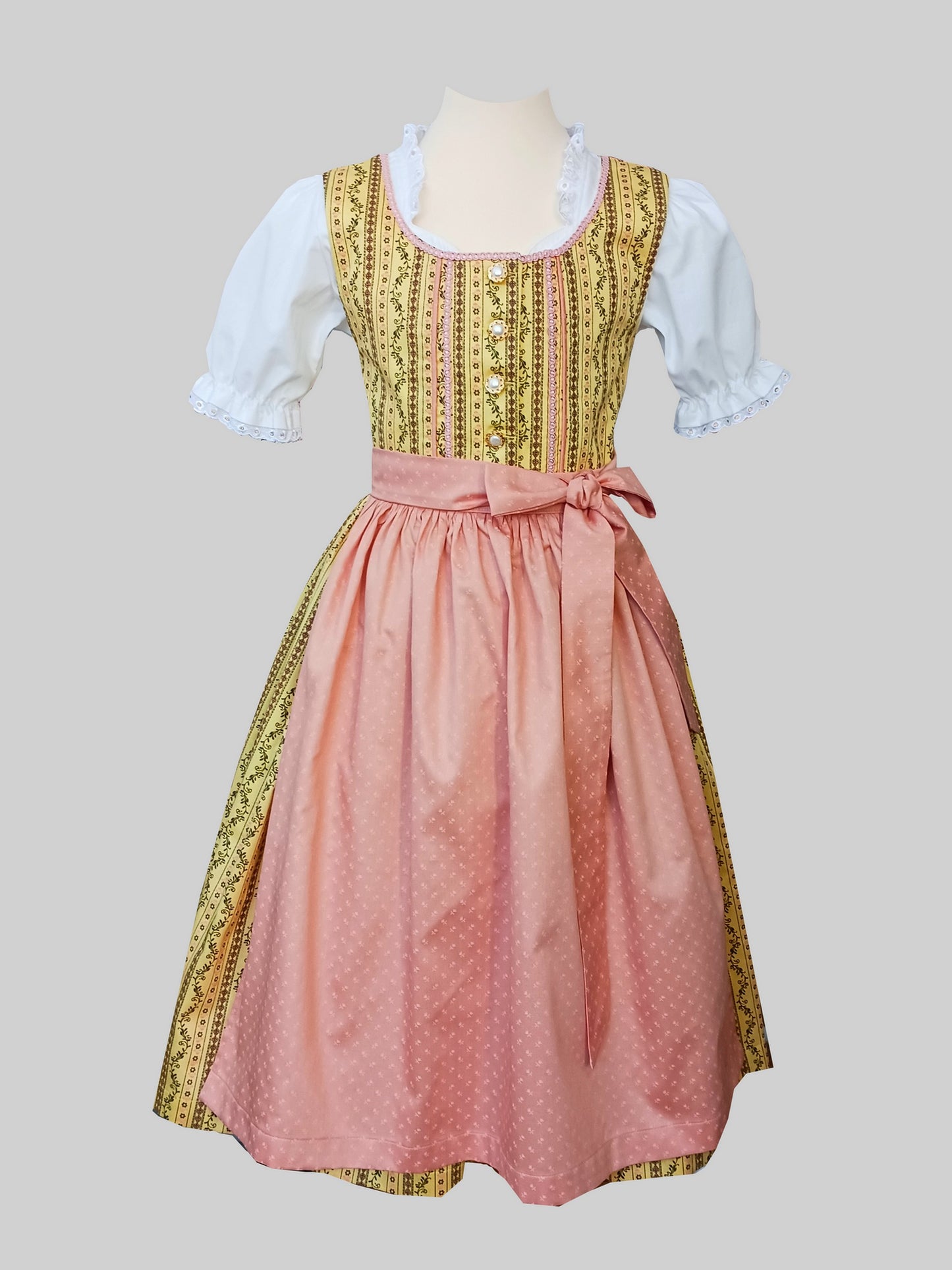 "Alenika - die Sonnenhafte" Kinderdirndl Mädchen Dirndl gelb lachs