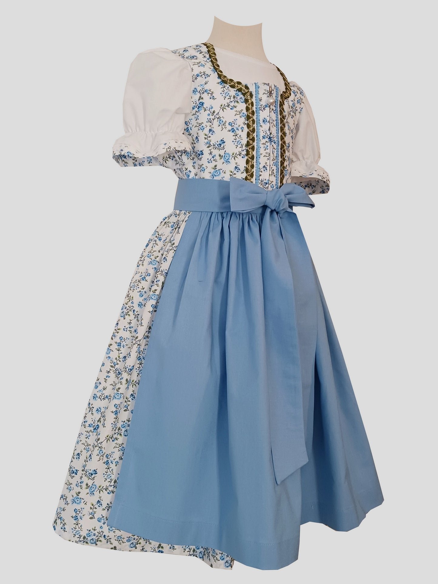 "Aurora" Kinderdirndl Mädchen Dirndl blau weiß