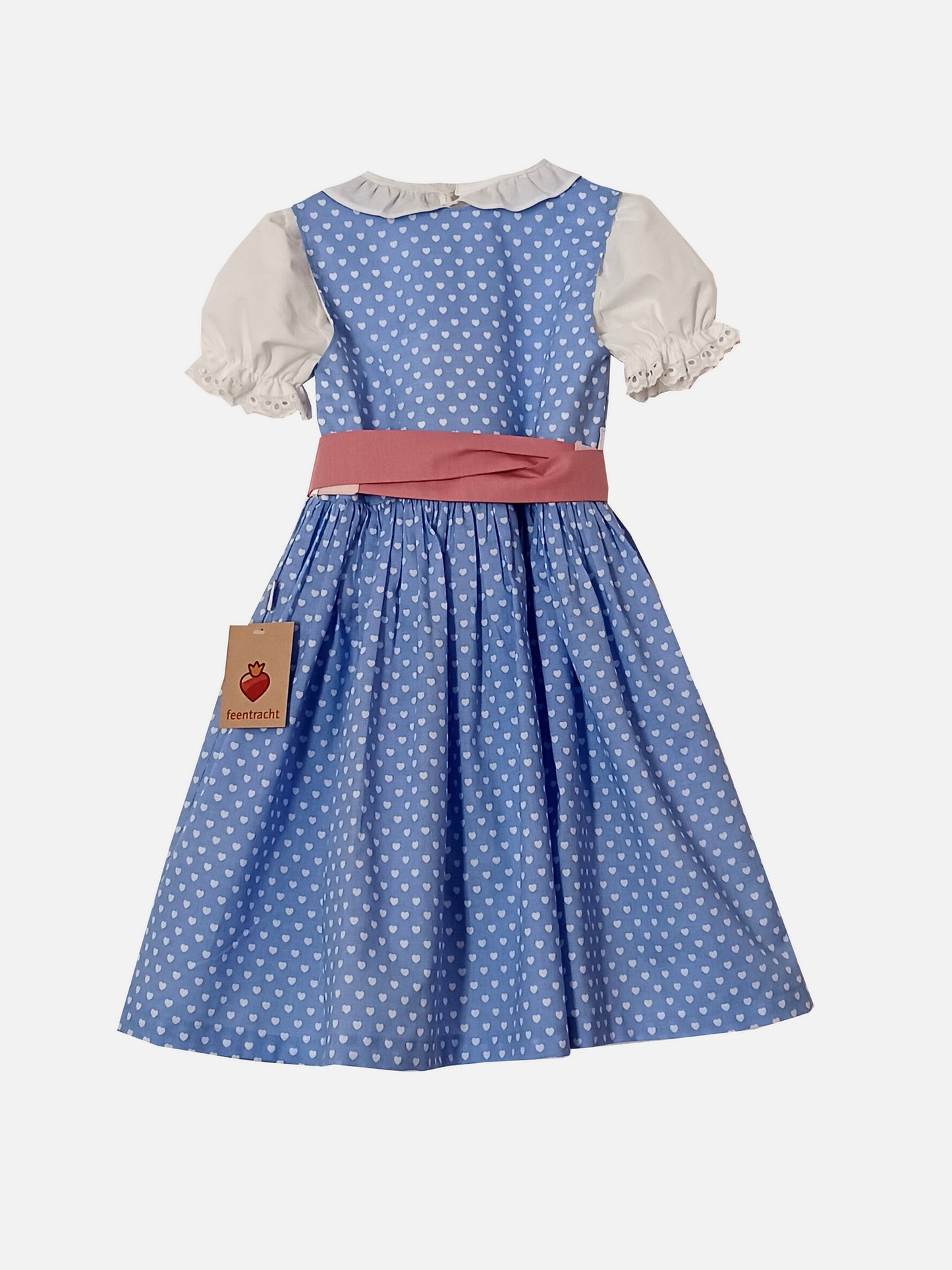 "Beatrice" Kinderdirndl Mädchen Dirndl hellblau weiße Herzen 98/104