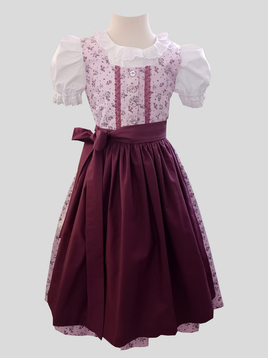 "Larissa" Kinderdirndl Mädchen Dirndl rosa aubergine 122/128 - Sofortkauf