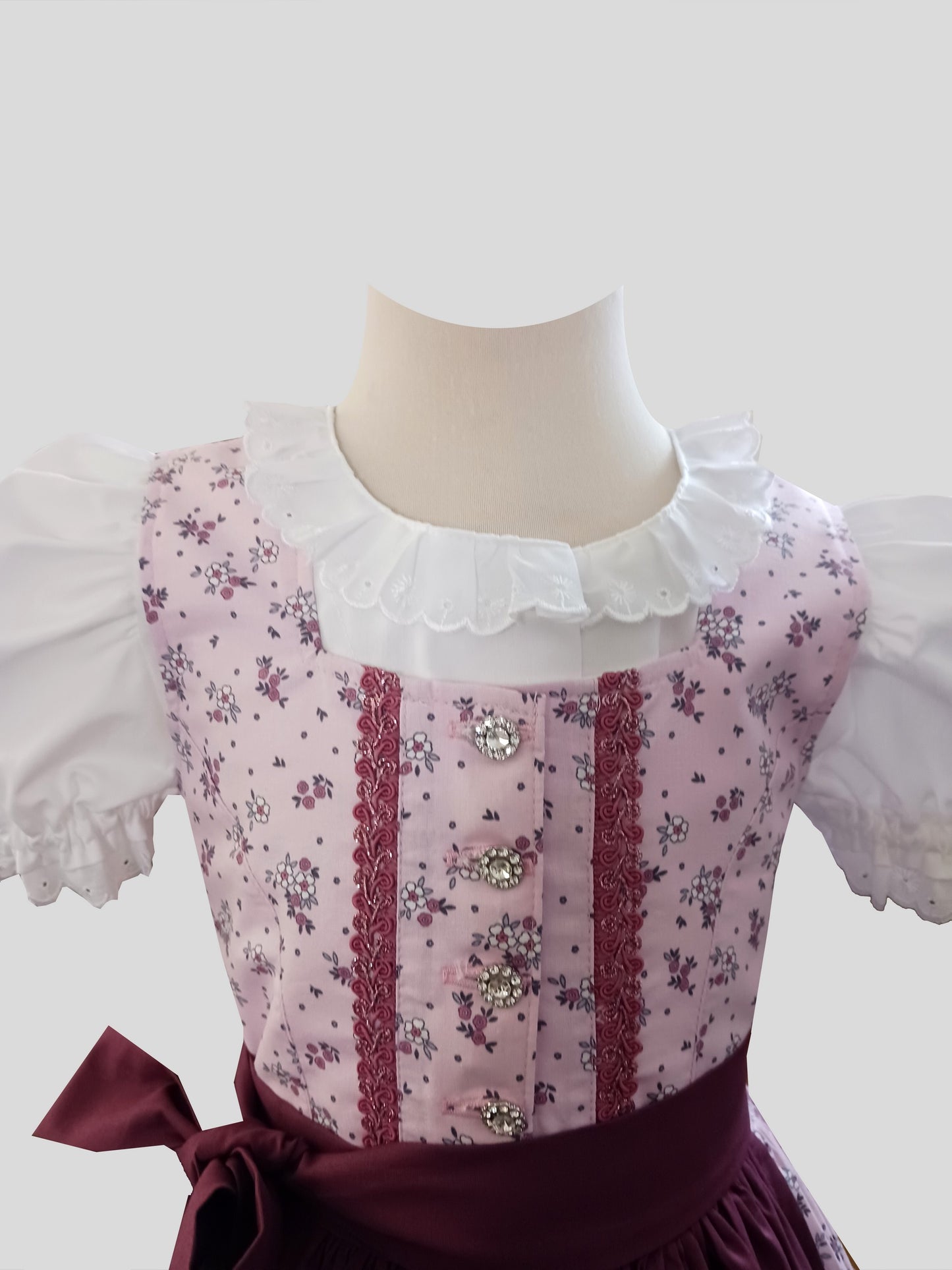 "Larissa" Kinderdirndl Mädchen Dirndl rosa aubergine - neue Kollektion 2025!