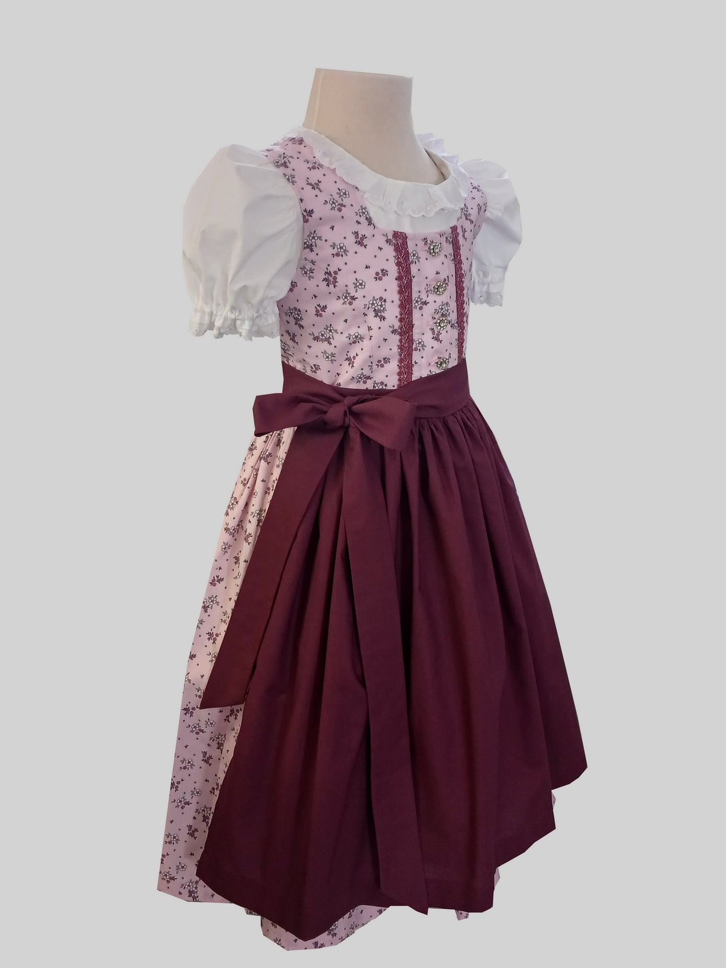 "Larissa" Kinderdirndl Mädchen Dirndl rosa aubergine - neue Kollektion 2025!
