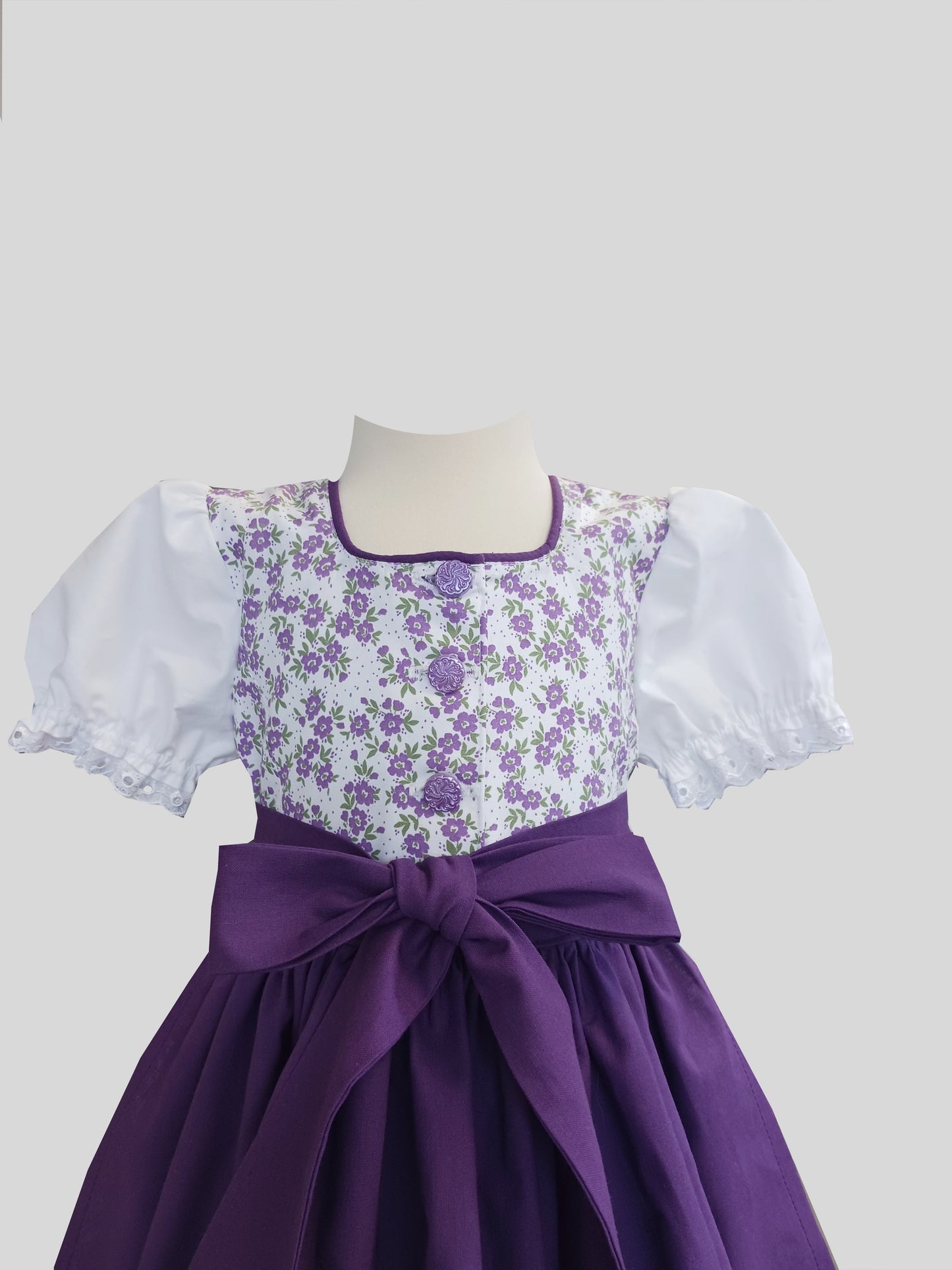 "LILIA" Babydirndl Kinderdirndl lila weiß 74/80