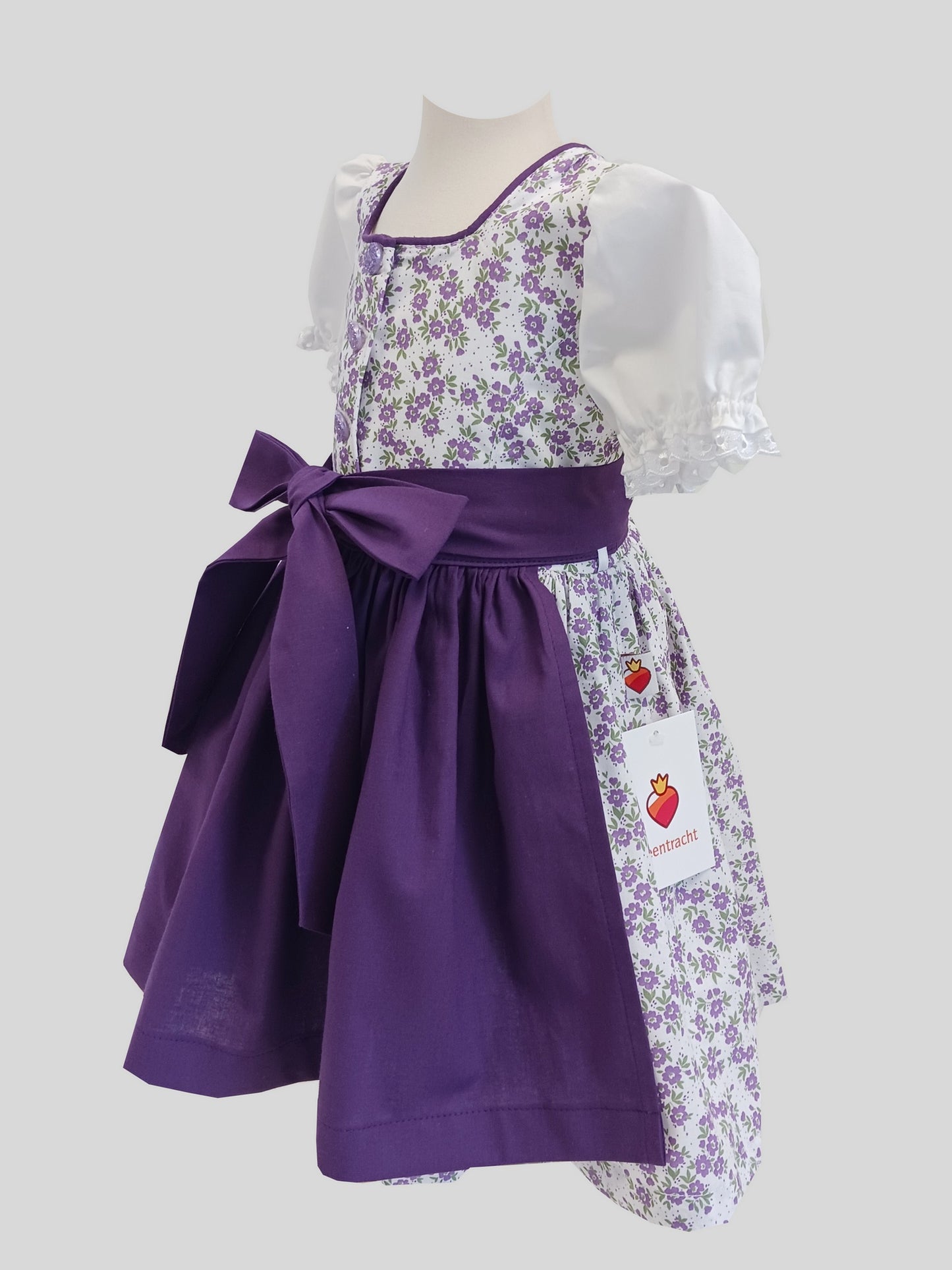 "LILIA" Babydirndl Kinderdirndl lila weiß 74/80
