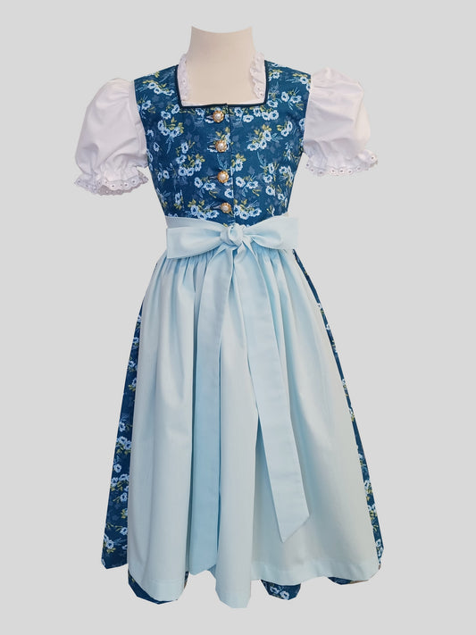 "Penelope" Kinderdirndl Mädchen Dirndl petrol celeste 122/128 - Sofortkauf