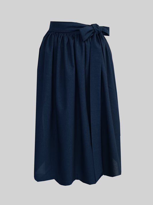 Damen Dirndlschürze indigoblau Viskose-Leinen-Mischung