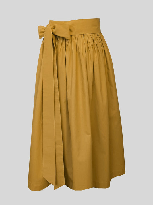 Damen Dirndlschürze Baumwolle ockergelb