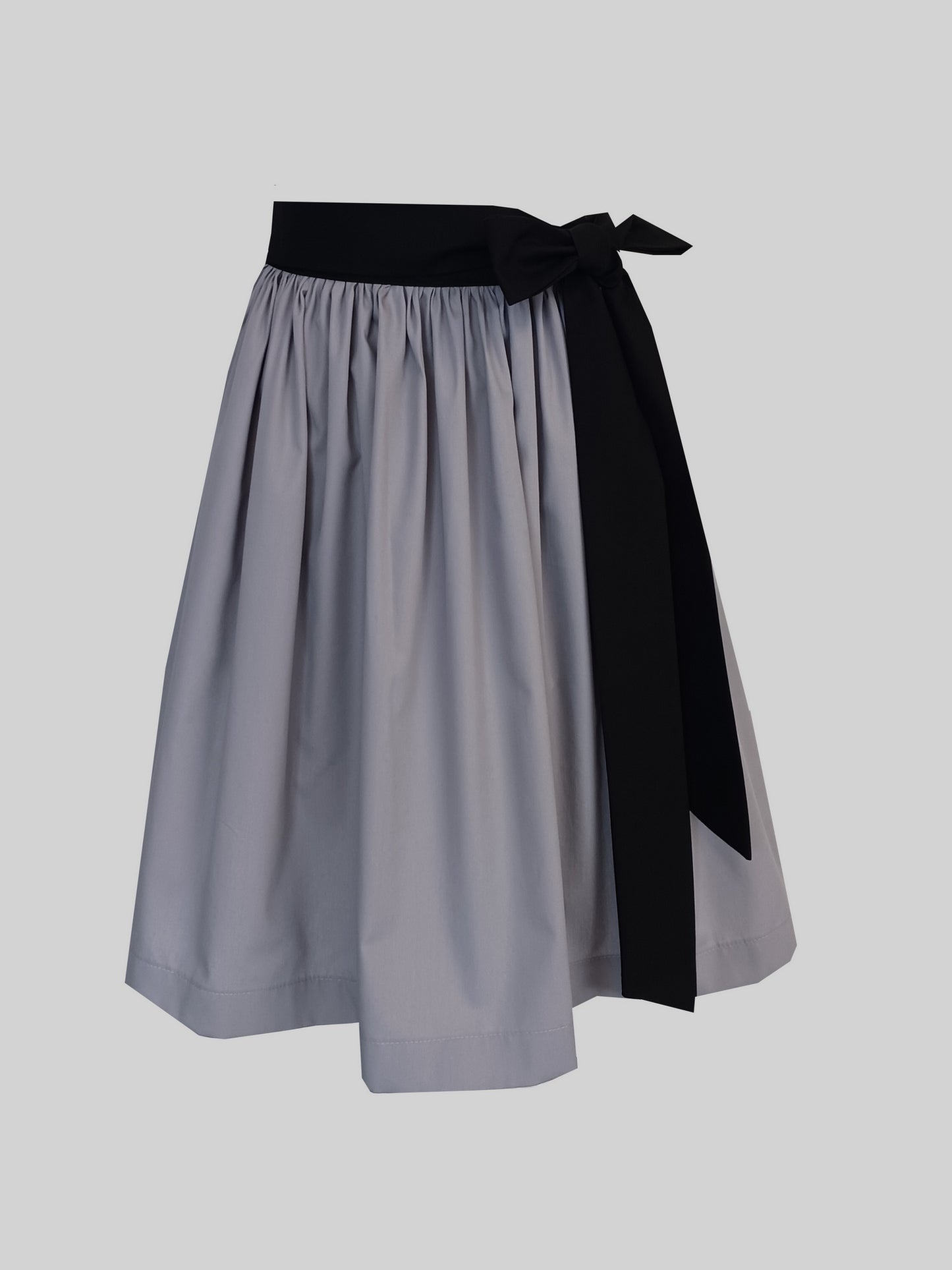 Damen Dirndlschürze Baumwolle grau mit Kontrastbänder schwarz XS/50cm > Sofortkauf