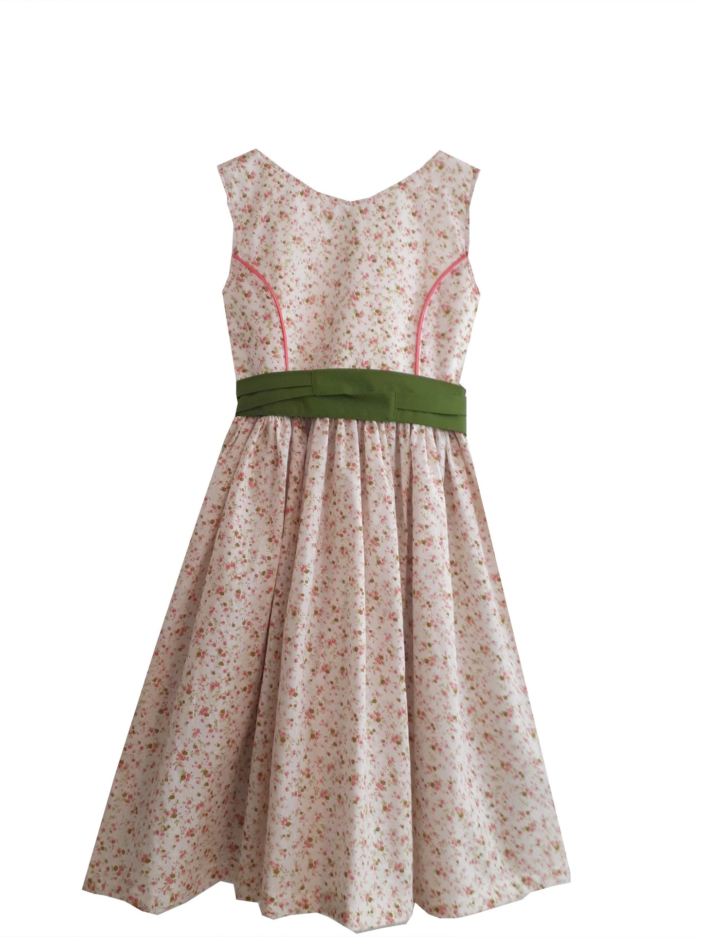 "Luzia" Kinderdirndl Mädchen Dirndl weiß-rosa-oliv 134/140