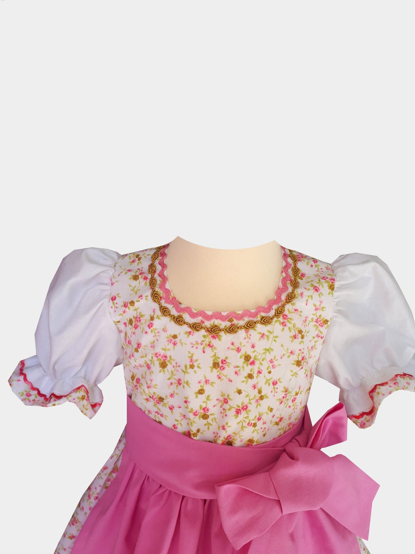 "Luzia" Babydirndl Mädchen Dirndl weiß-olivegrün-rosa 62/68
