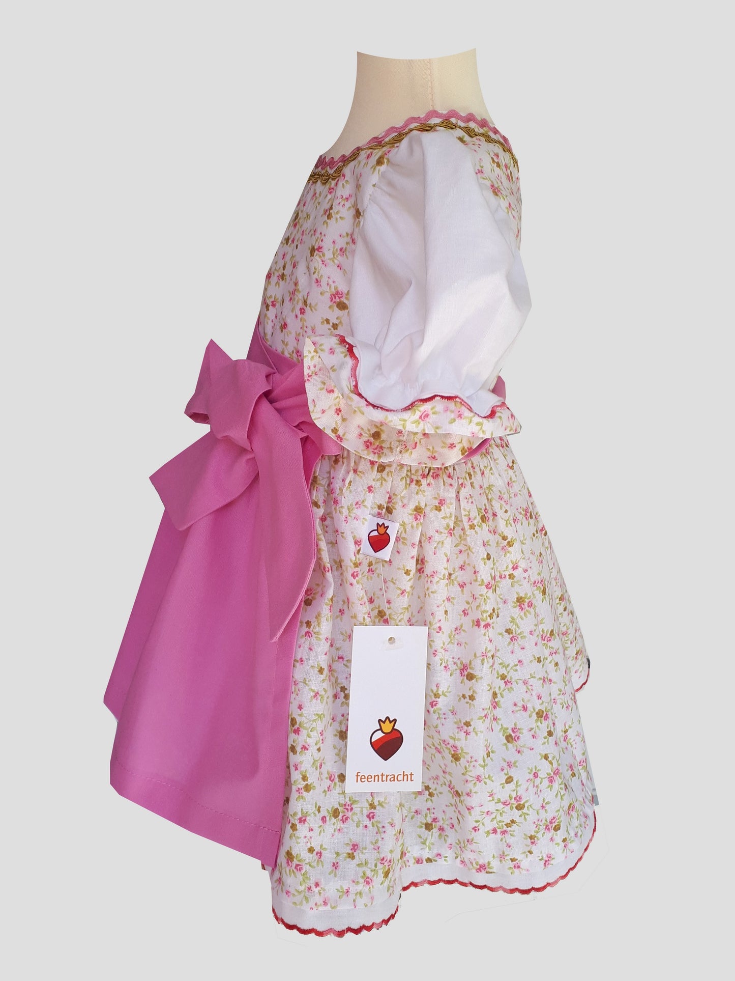 "Luzia" Babydirndl Mädchen Dirndl weiß-olivegrün-rosa 62/68