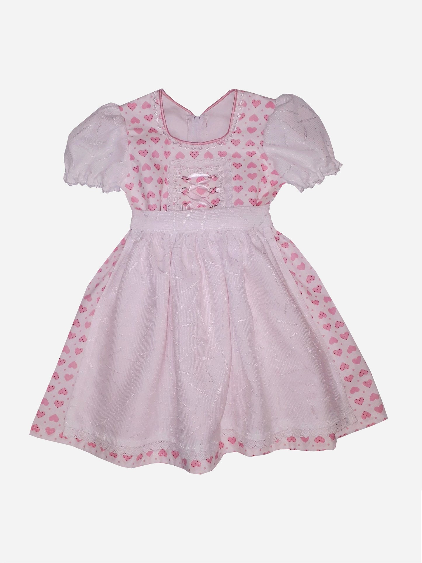 "Manja" Babydirndl rosa-weiß Herzchen 80/86 - Sofortkauf!
