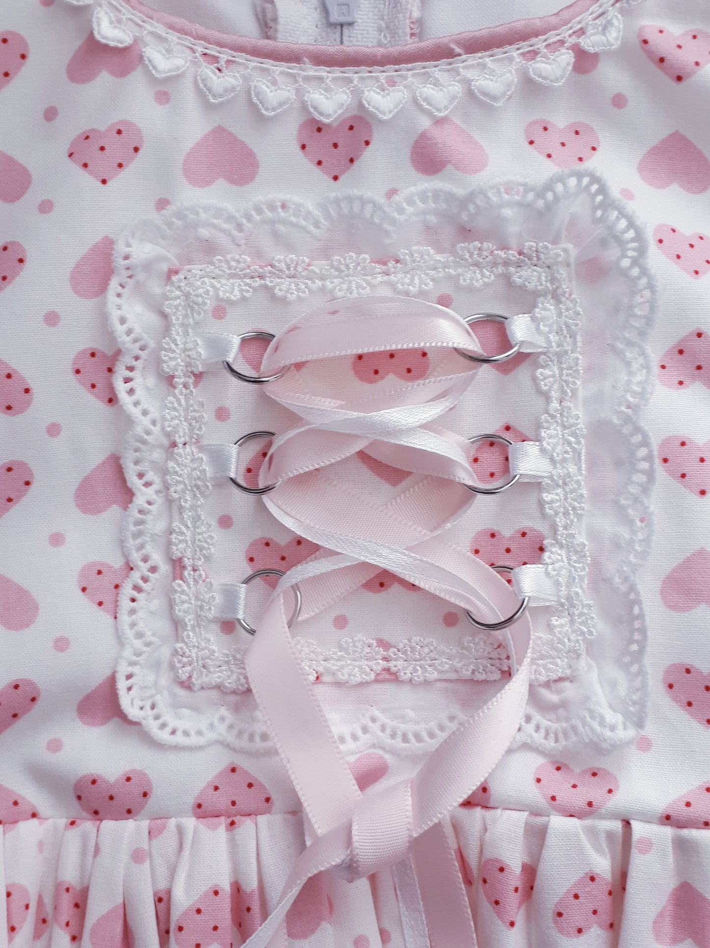 "Manja" Babydirndl rosa-weiß Herzchen 80/86 - Sofortkauf!