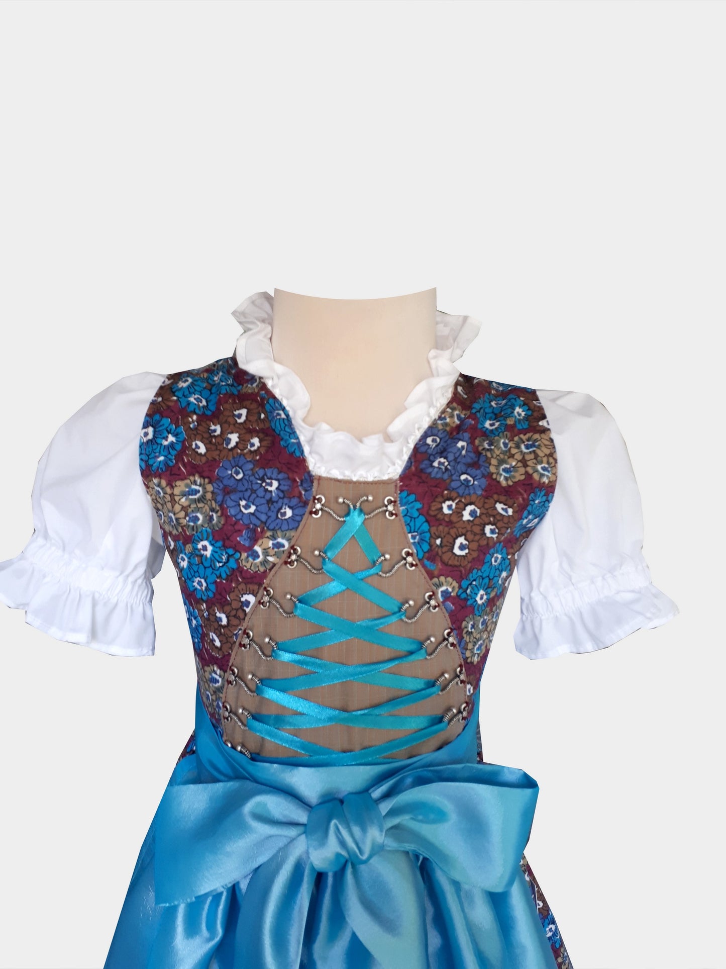 "Mariella" children's dirndl 116/122 turquoise-beige-aubergine