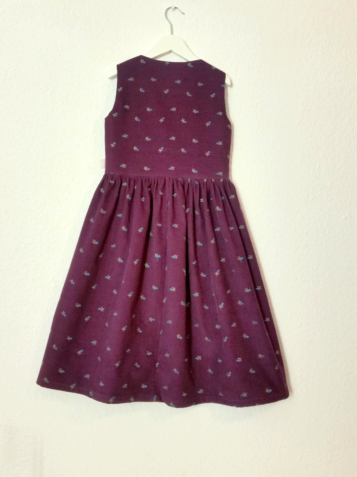 "Polly" Mädchenkleid Feincord aubergine türkis 128