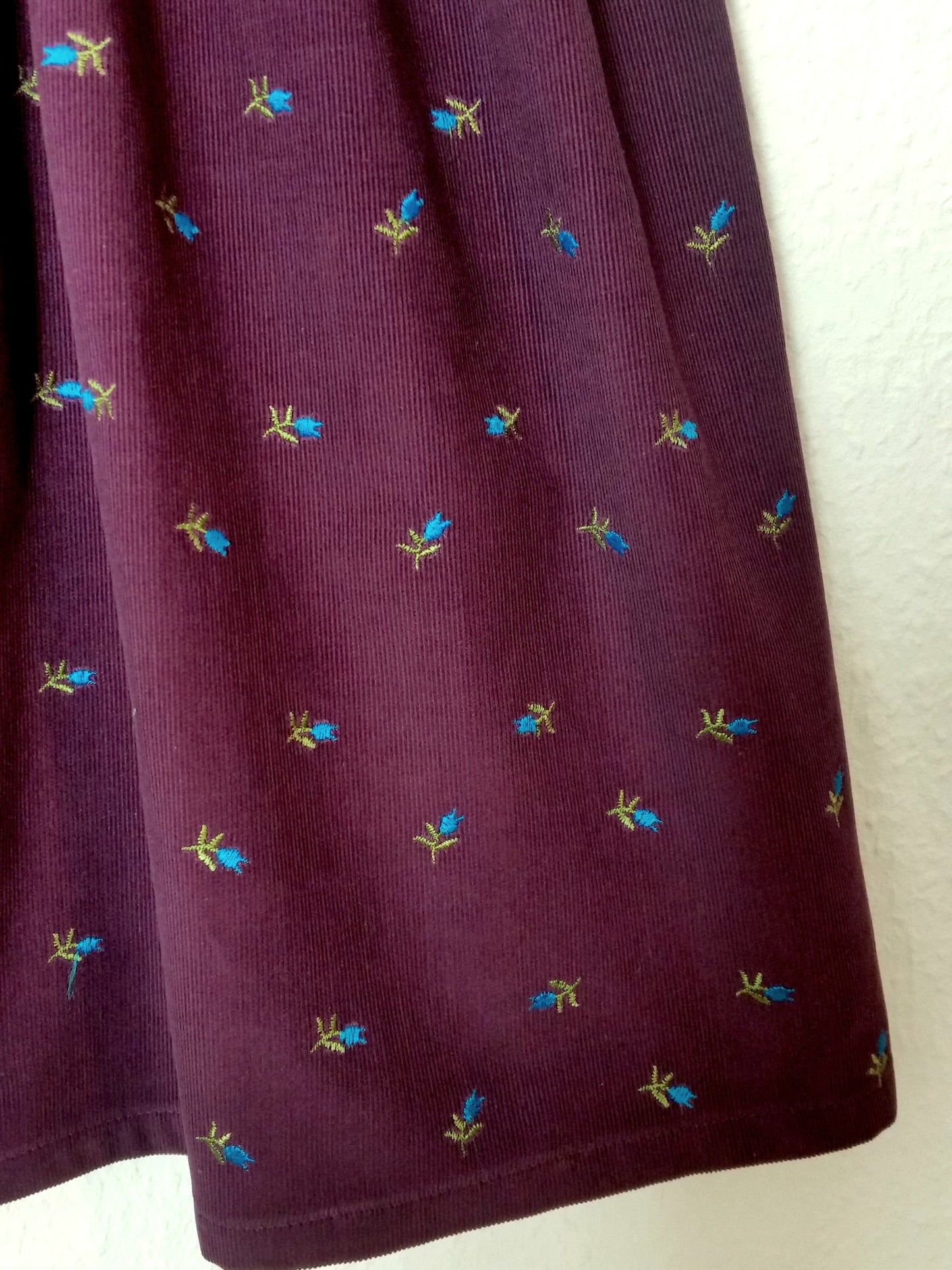 "Polly" Mädchenkleid Feincord aubergine türkis 128