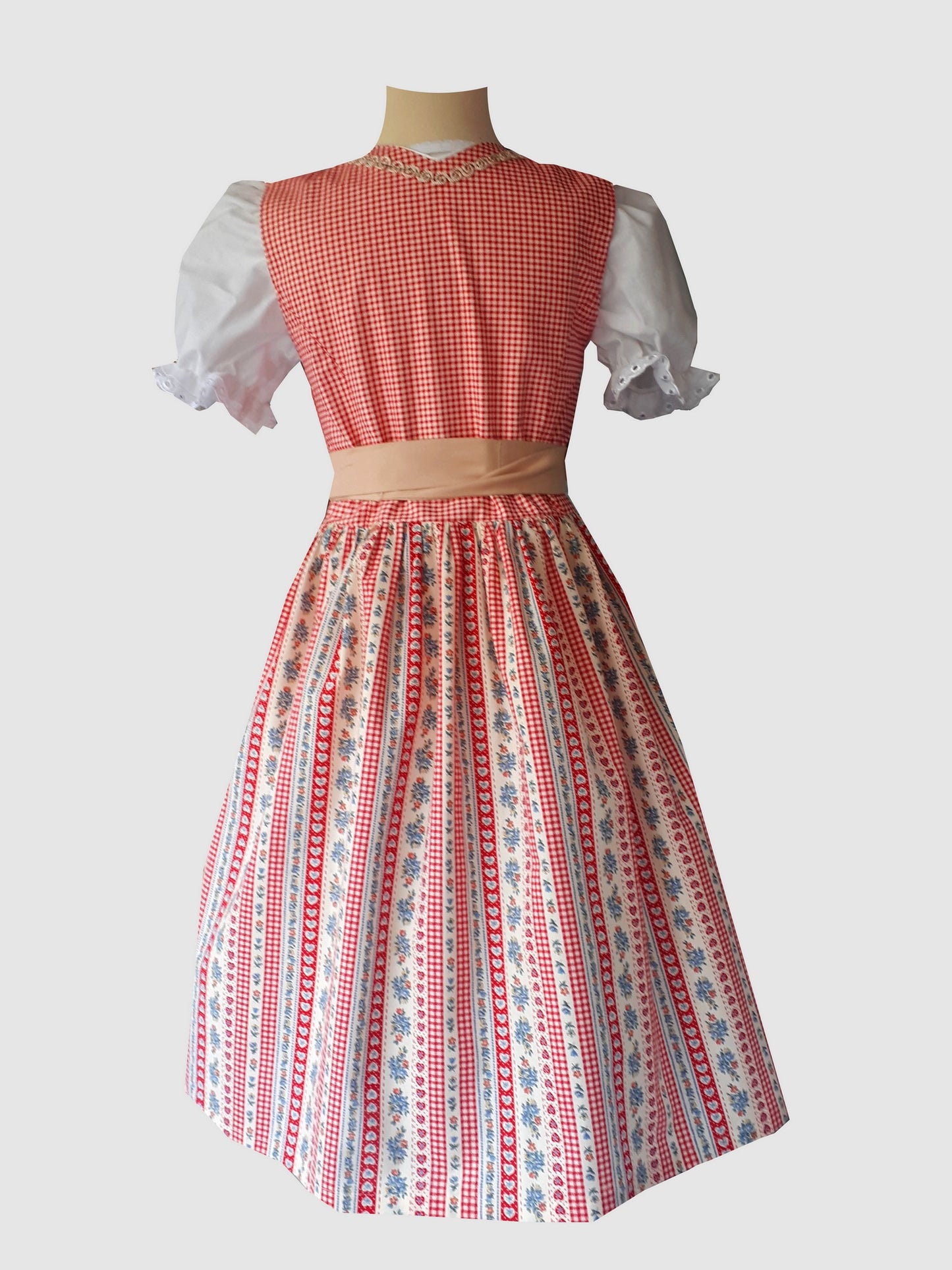 "Daria" Kinderdirndl Mädchen Dirndl rot beige 116/122