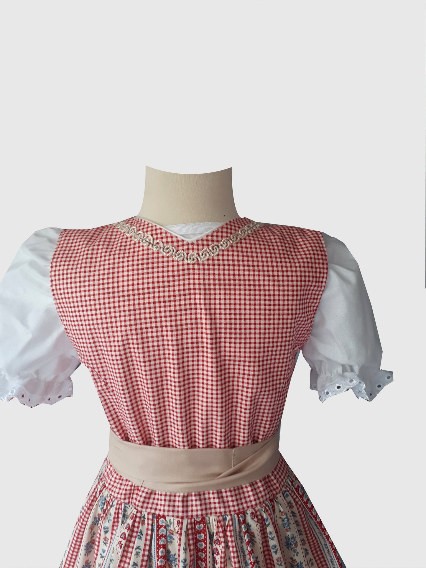 "Daria" Kinderdirndl Mädchen Dirndl rot beige 116/122