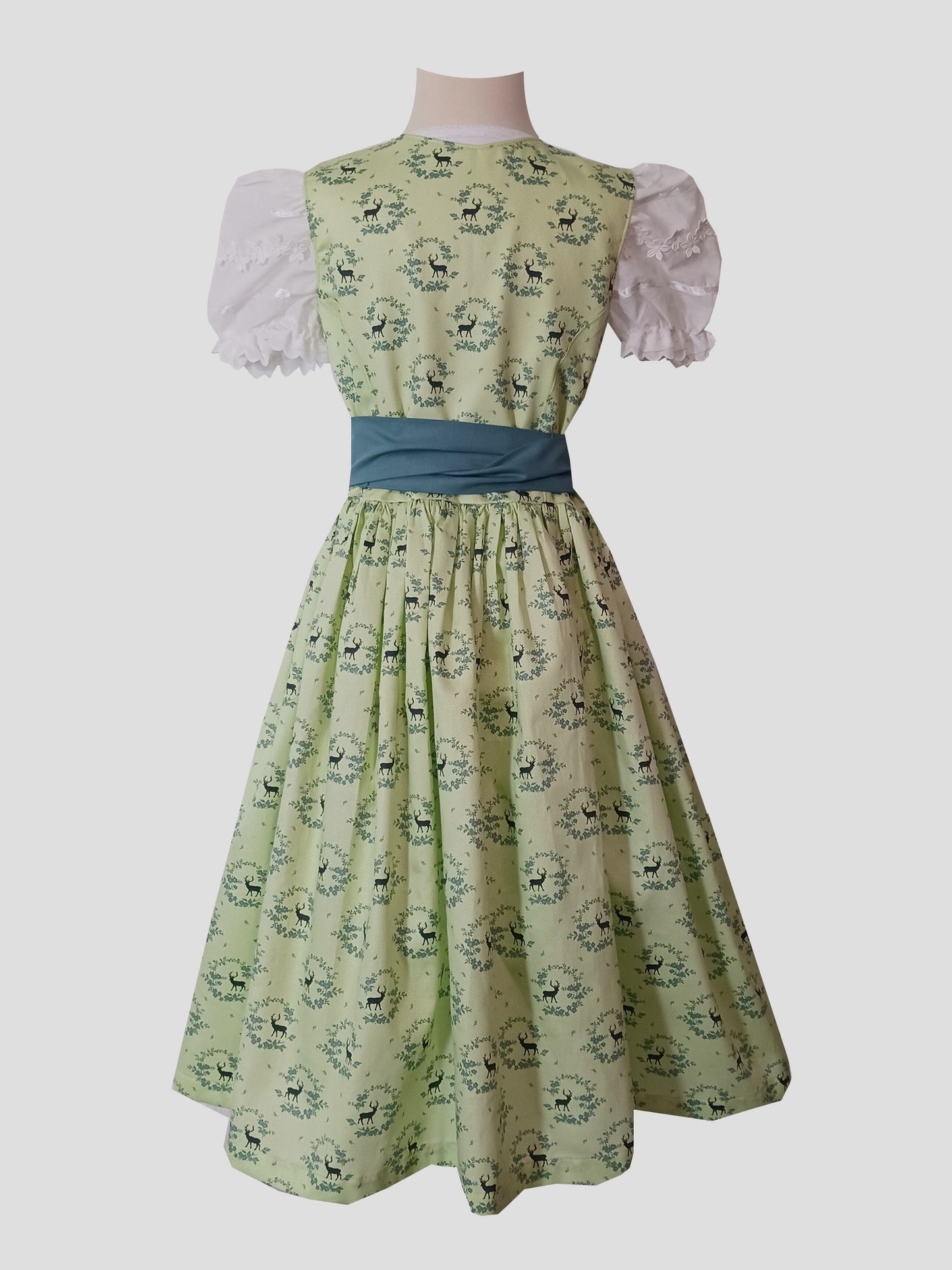 "Fia" Kinderdirndl Mädchen Dirndl lime mit Hirschen 122/128 - Sofortkauf