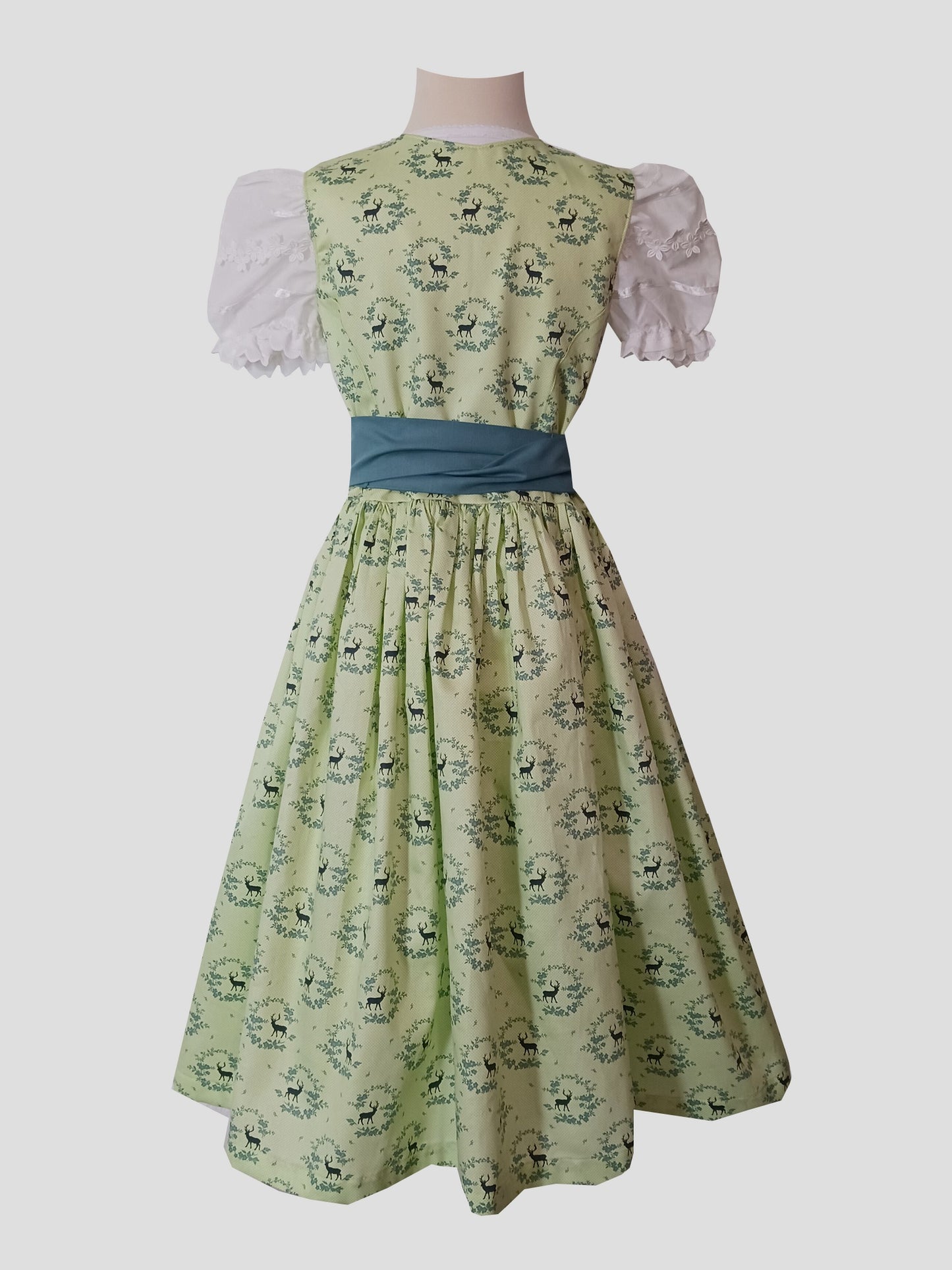 "Fia" Kinderdirndl Mädchen Dirndl lime mit Hirschen