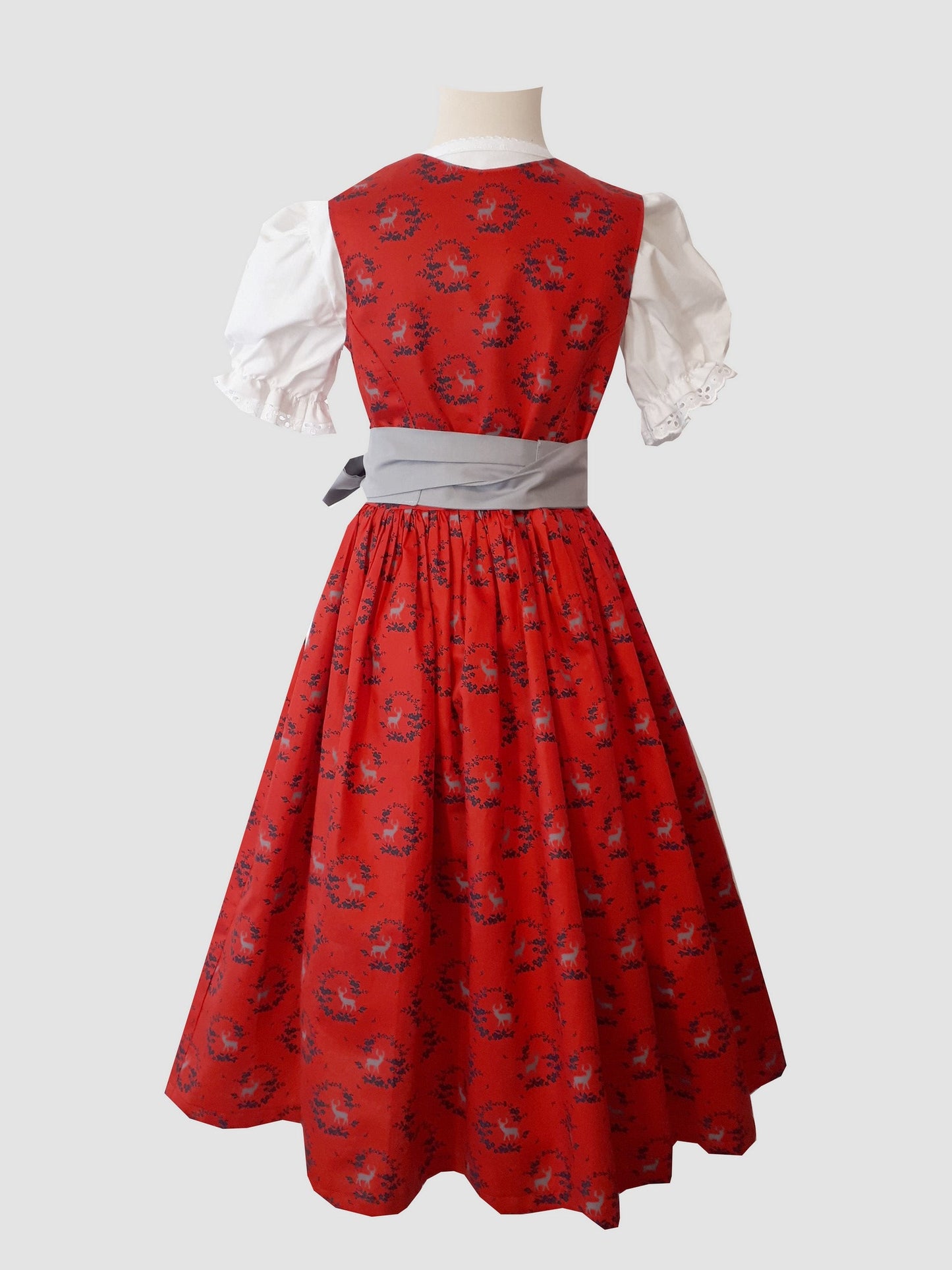 "Fia" Kinderdirndl Mädchen Dirndl rot mit Hirschen 122/128 - Sofortkauf!