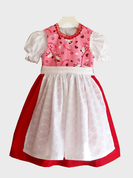 "Kitty" Kinderdirndl Mädchen Dirndl rosa rot 86/92 - Sofortkauf!