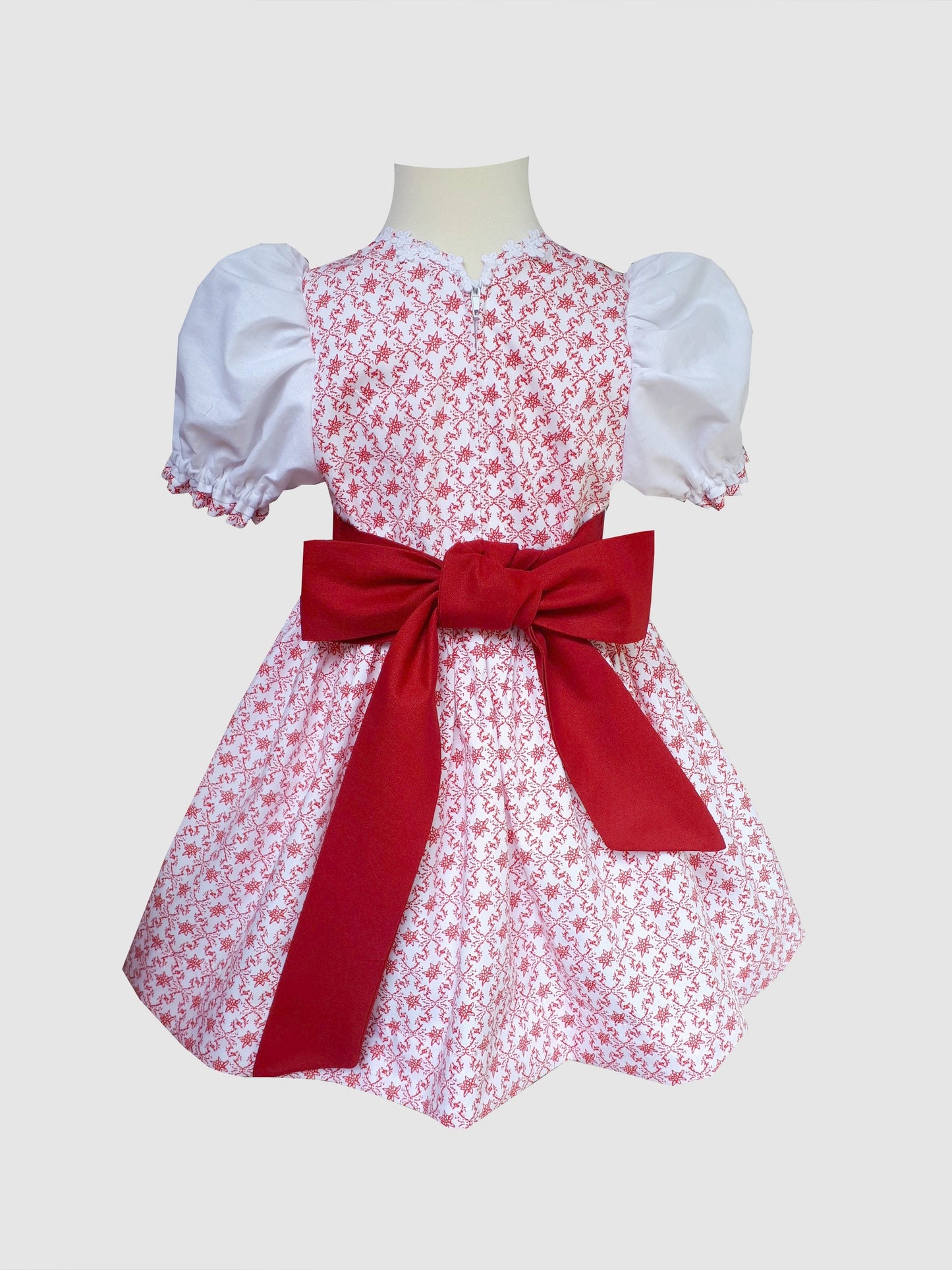 "LAILA" Babydirndl Kinderdirndl mit Edelweiß rot weiß