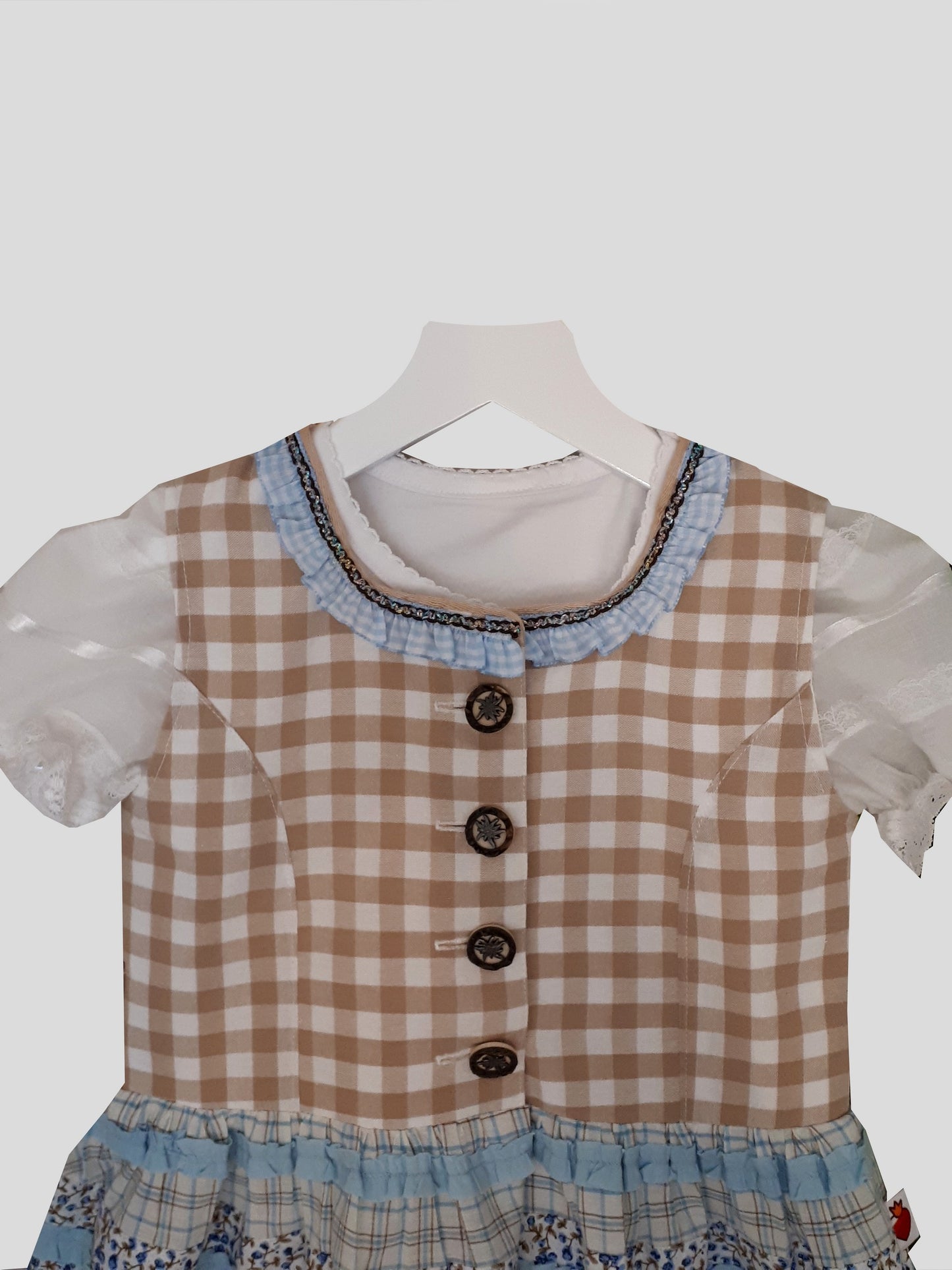 "Patty" Kinderdirndl Mädchen Dirndl 98/104 beige blau petrol